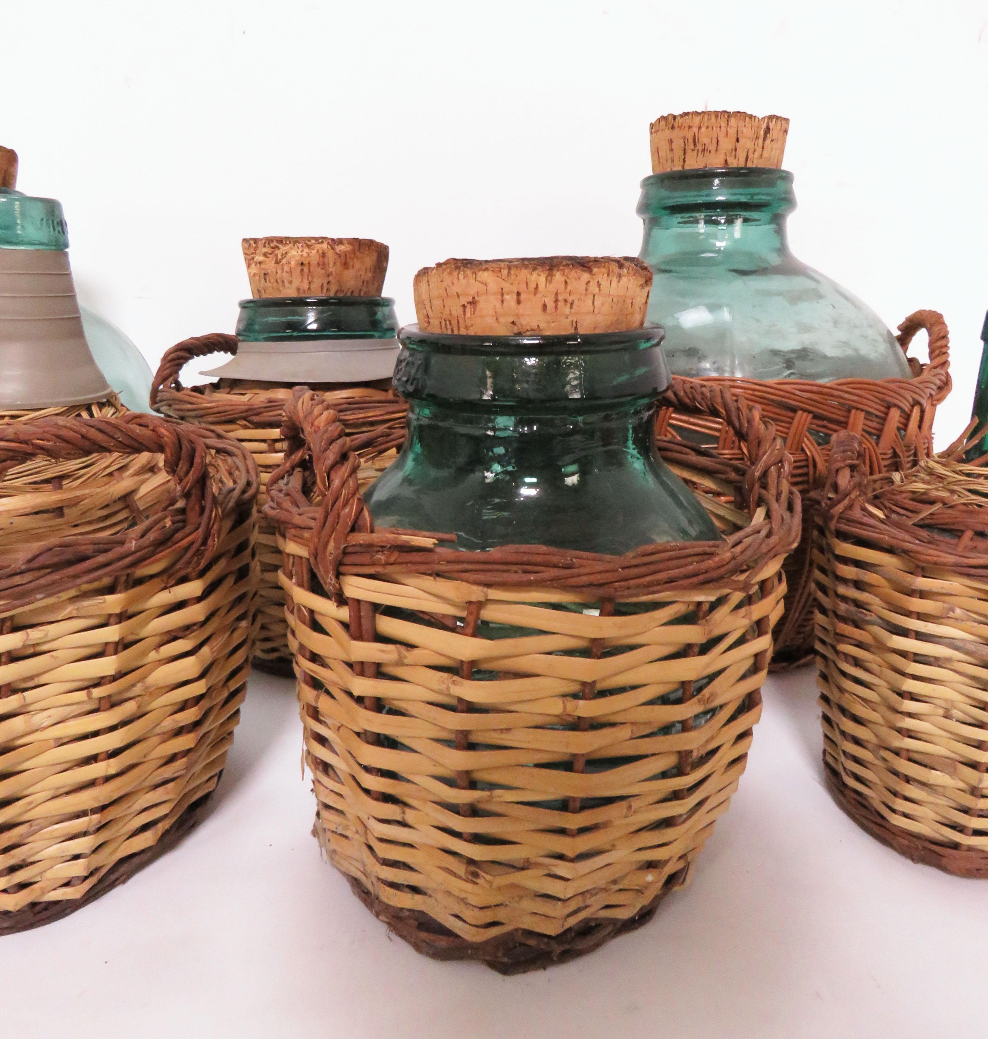 Collection of Seven Antique French Demijohn Carboy Bottles, circa 1930s-1940s In Good Condition In Peabody, MA