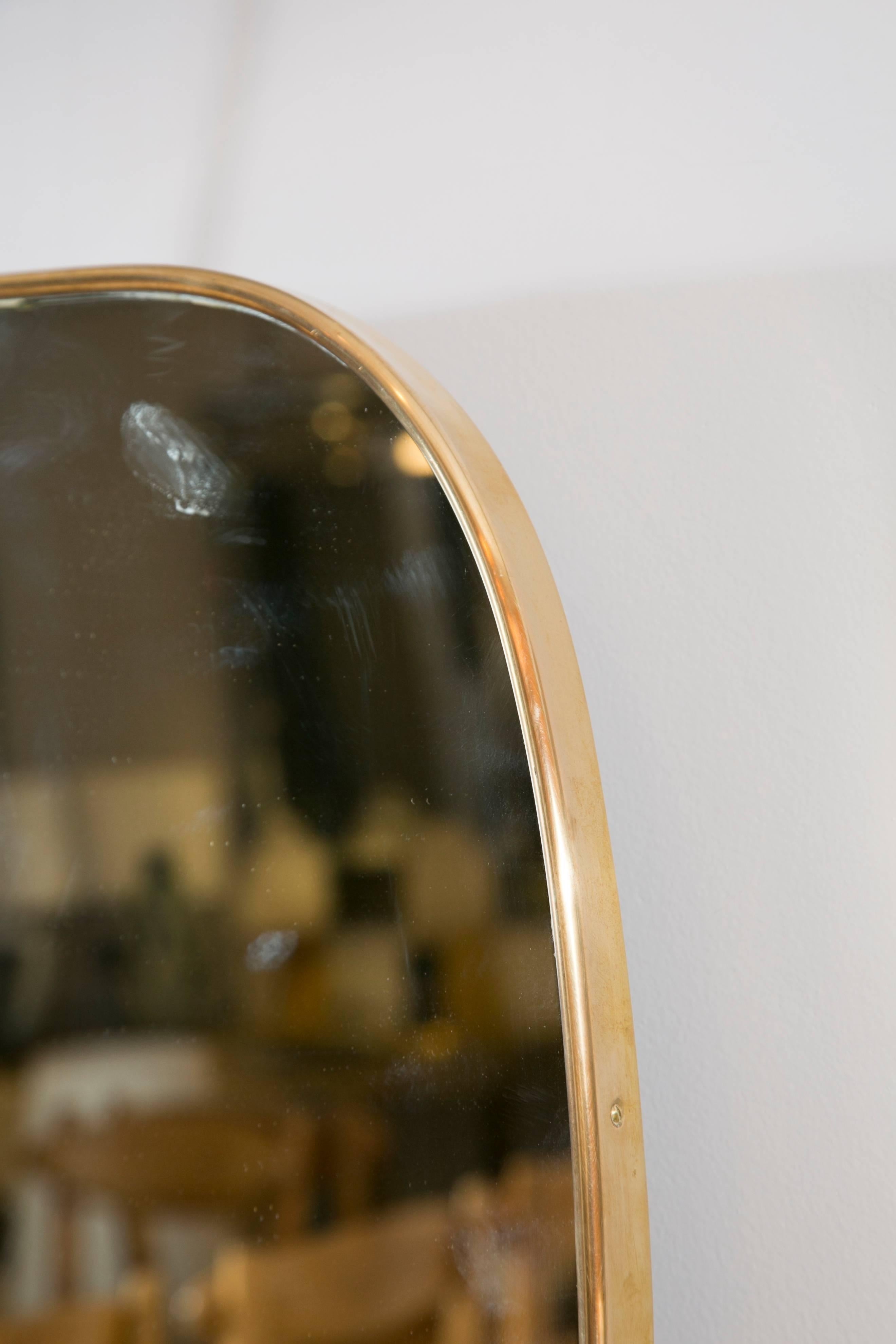 Collection of Seven Brass Framed Wall Mirrors in the Style of Gio Ponti 4