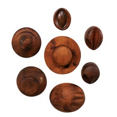 Collection of Seven Italian Hat Maker's Wood Molds from the Turn of the Century