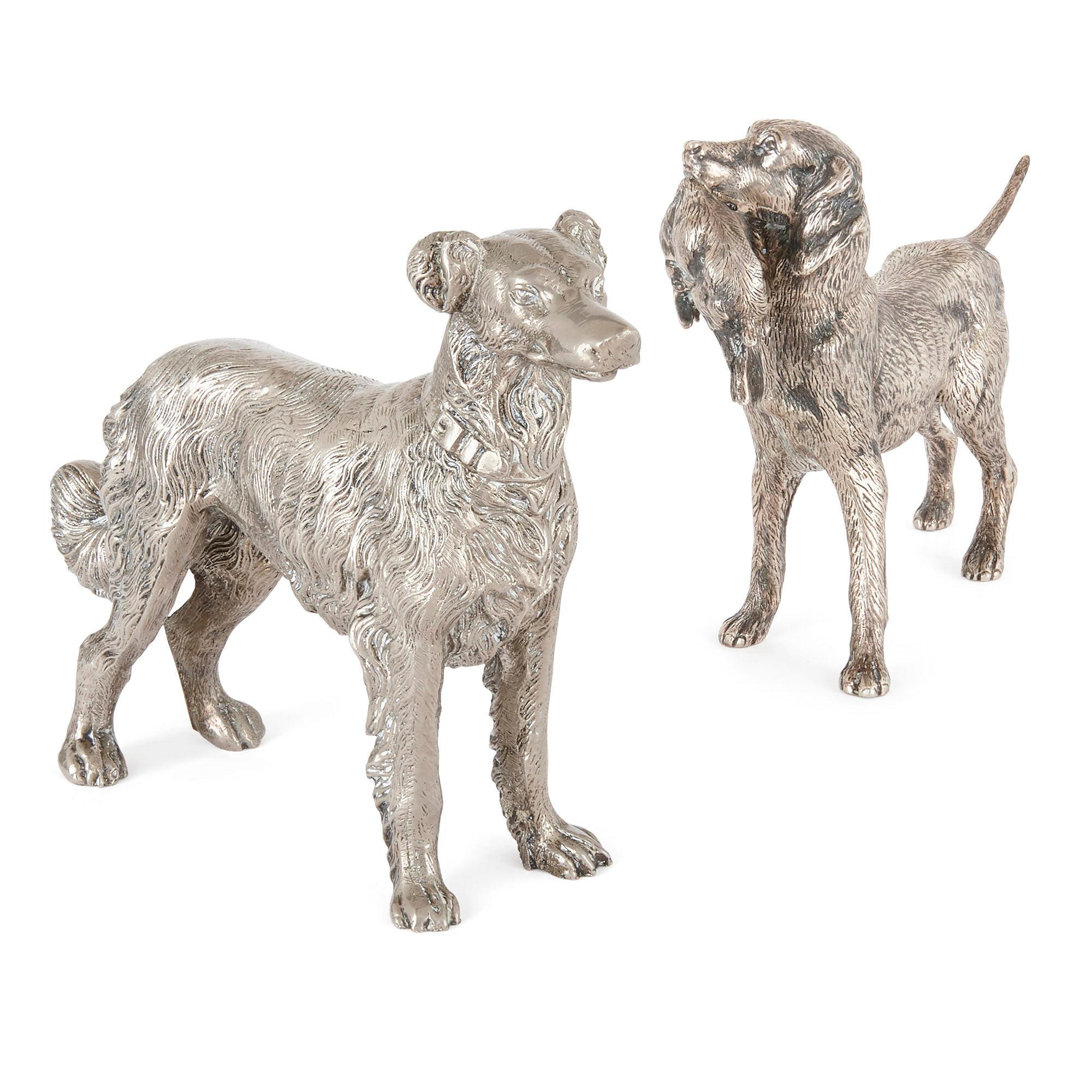 Collection of Seven Metal Dogs of Various Types For Sale 1