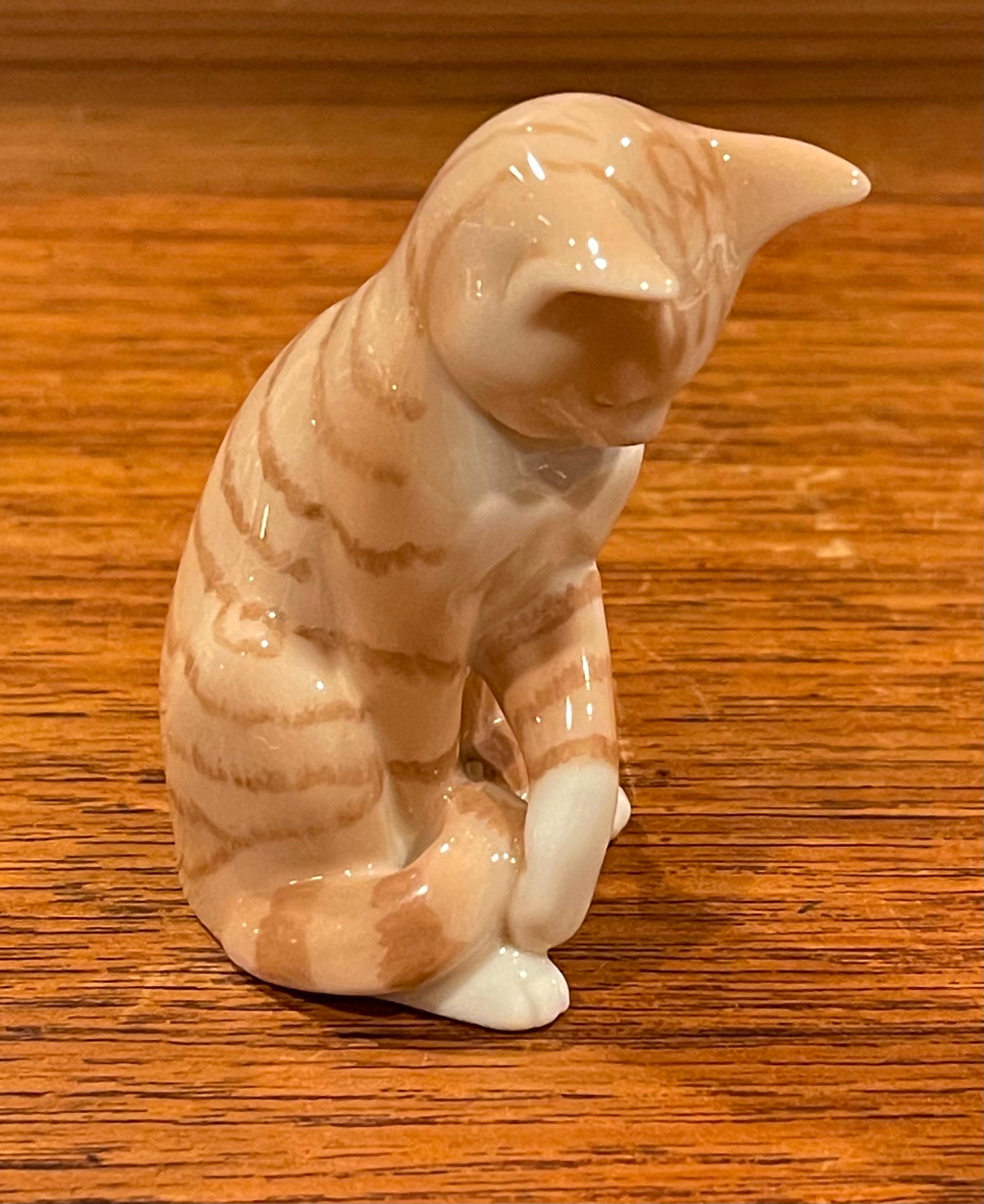 Collection of Seven Miniature Porcelain Cat Sculptures by Royal Copenhagen 8