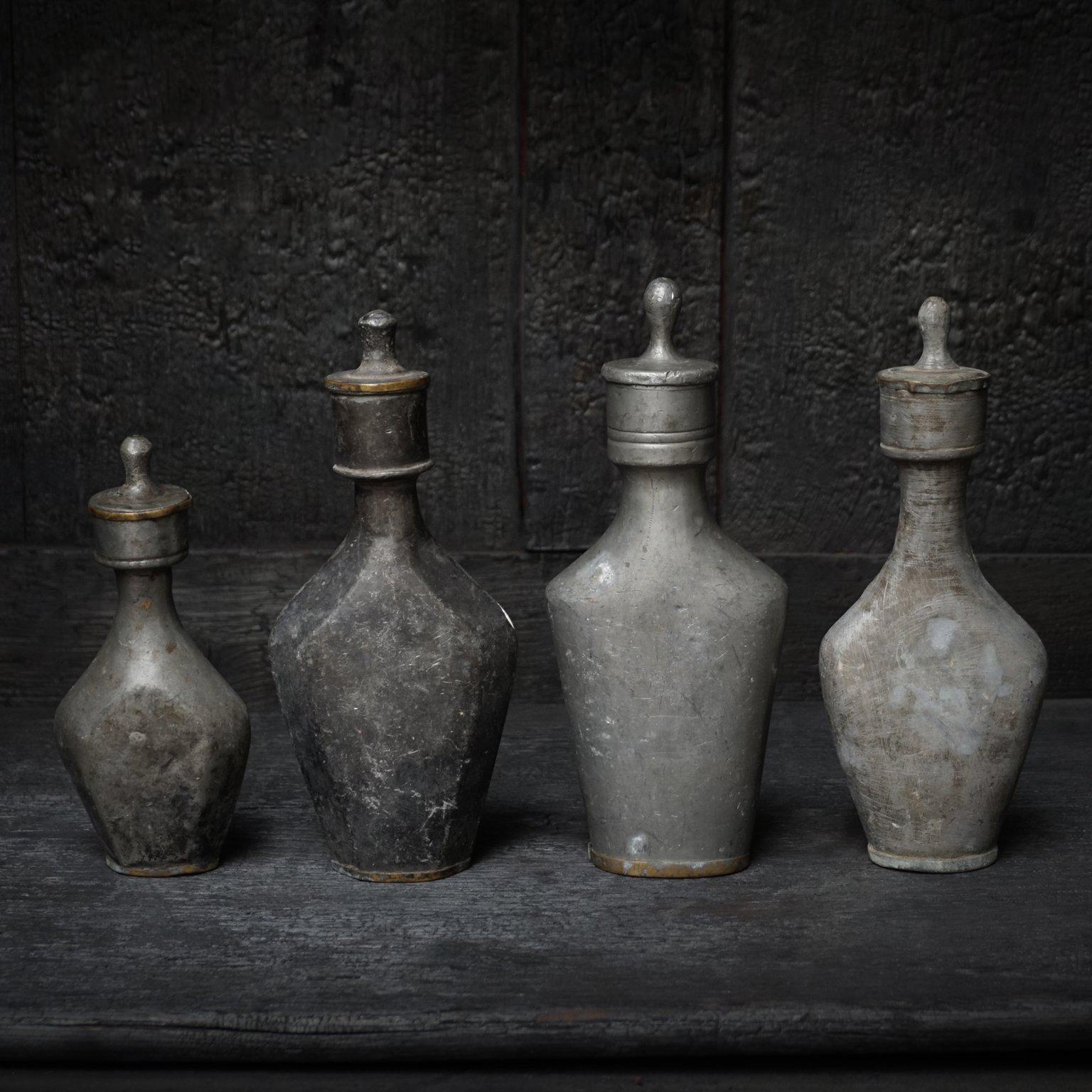 Collection of Seven Rare 18th Century Pewter Baby Nursing Bottles 3
