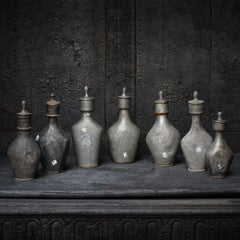 Collection of Seven Rare 18th Century Pewter Baby Nursing Bottles