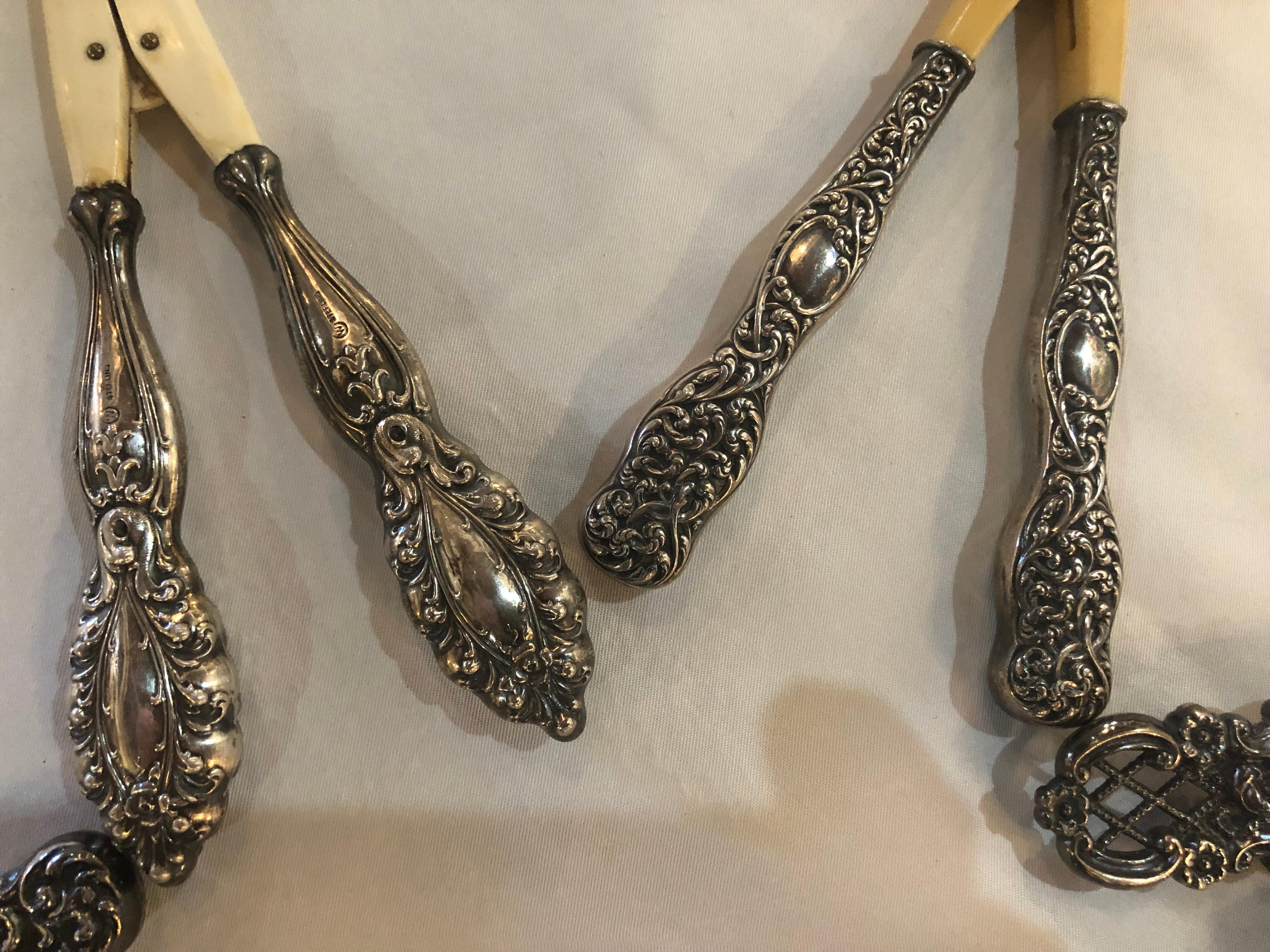Collection of Seven Sterling Handled Antique Glove Stretchers 4