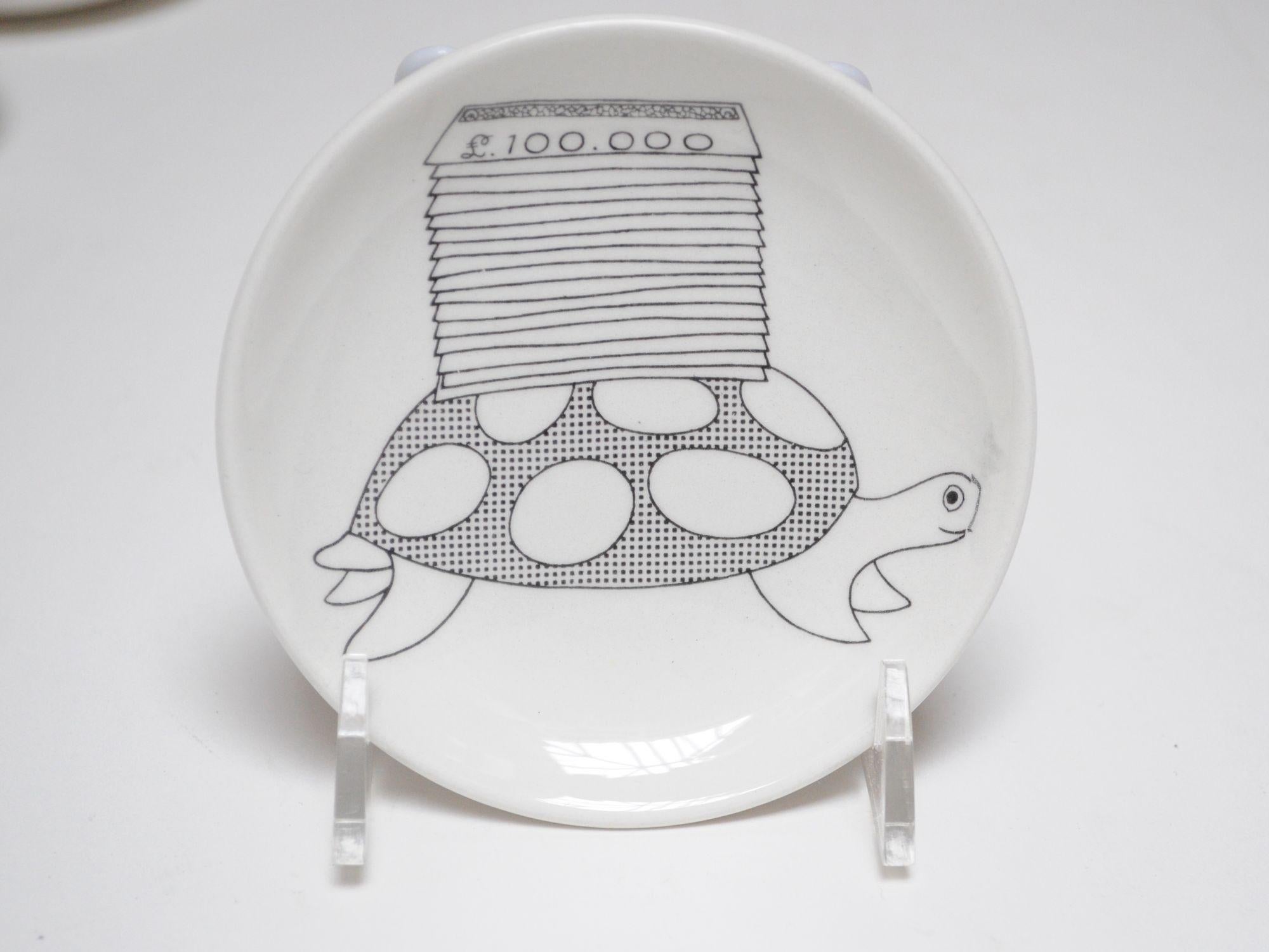 Collezione di sette sottobicchieri vintage di Piero Fornasetti per Banca Unione Milano 3