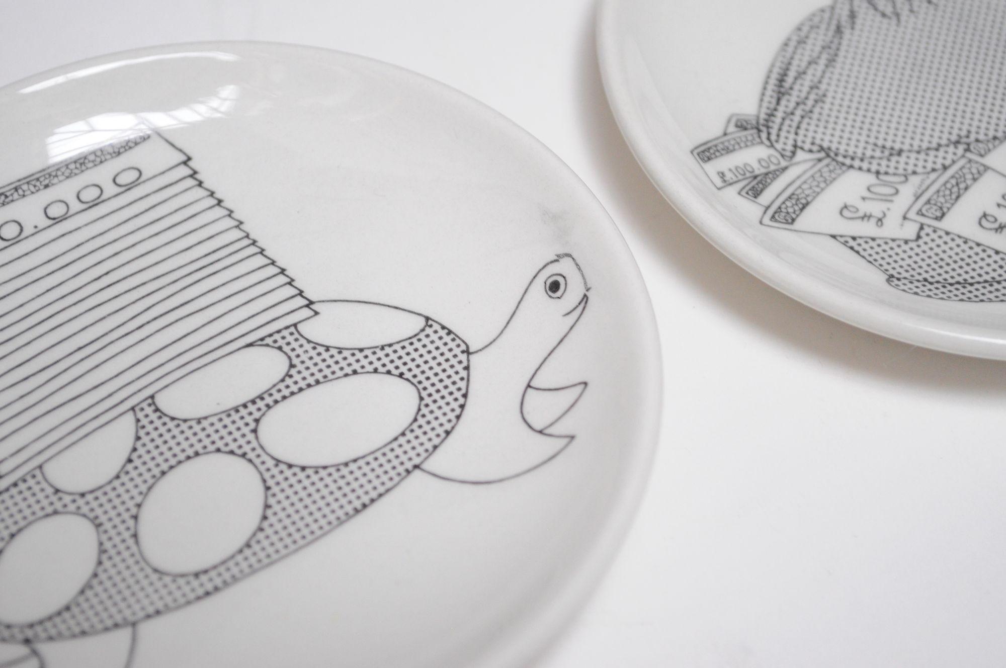 Collezione di sette sottobicchieri vintage di Piero Fornasetti per Banca Unione Milano 10