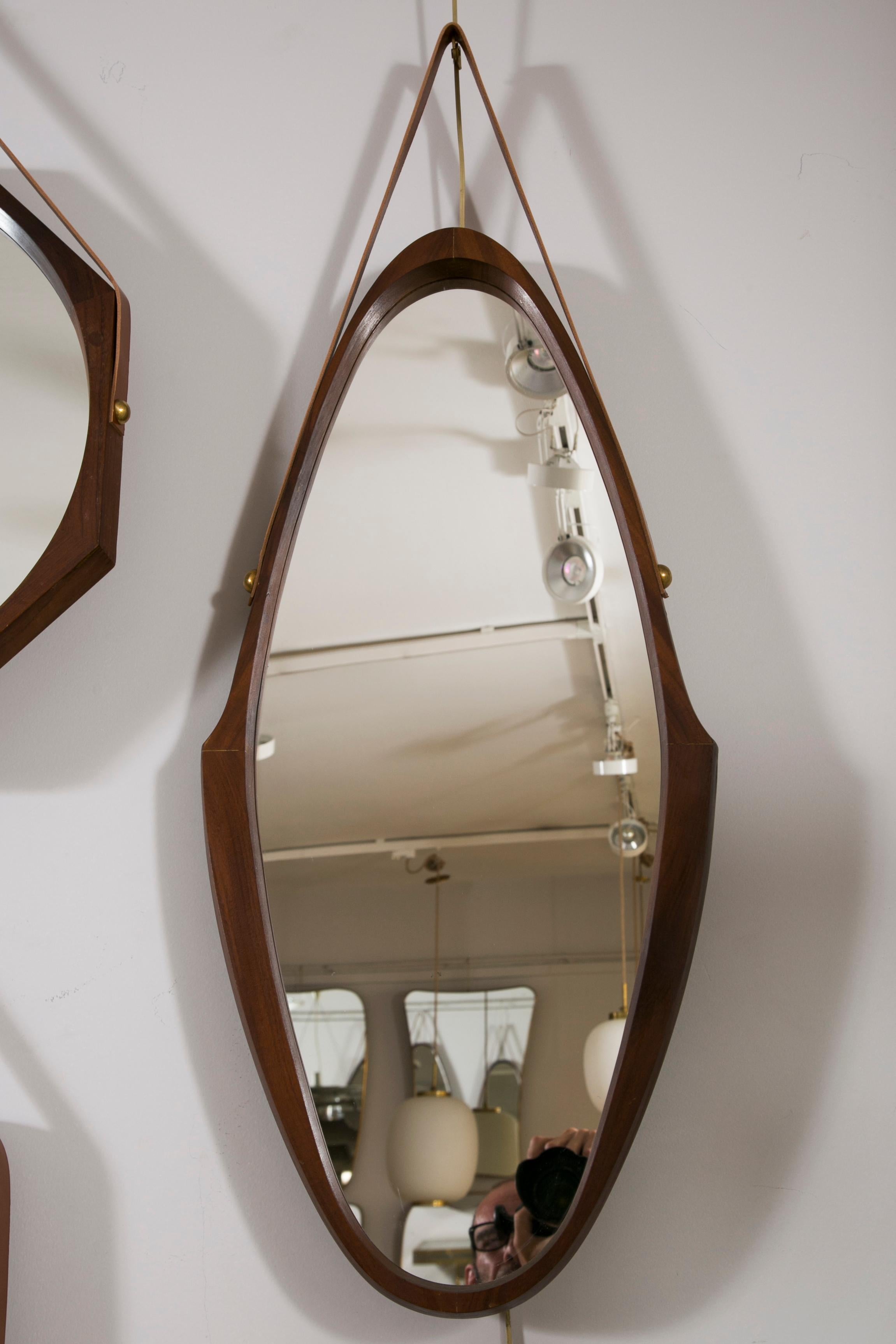 Collection of Seven Walnut Mirrors, Italy, 1960 1