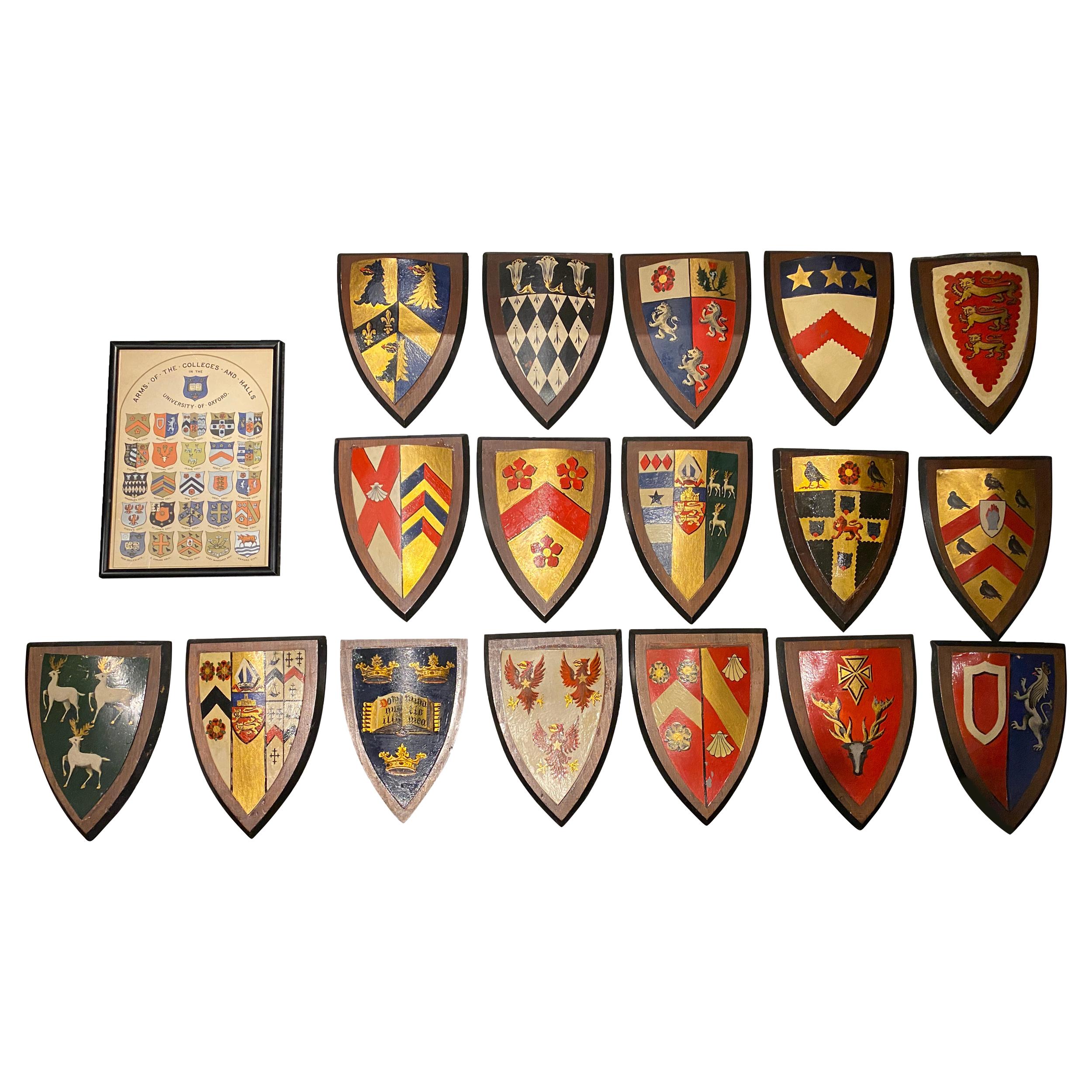 Collection of Seventeen Painted Tole Arms of the Colleges and Halls of Oxford