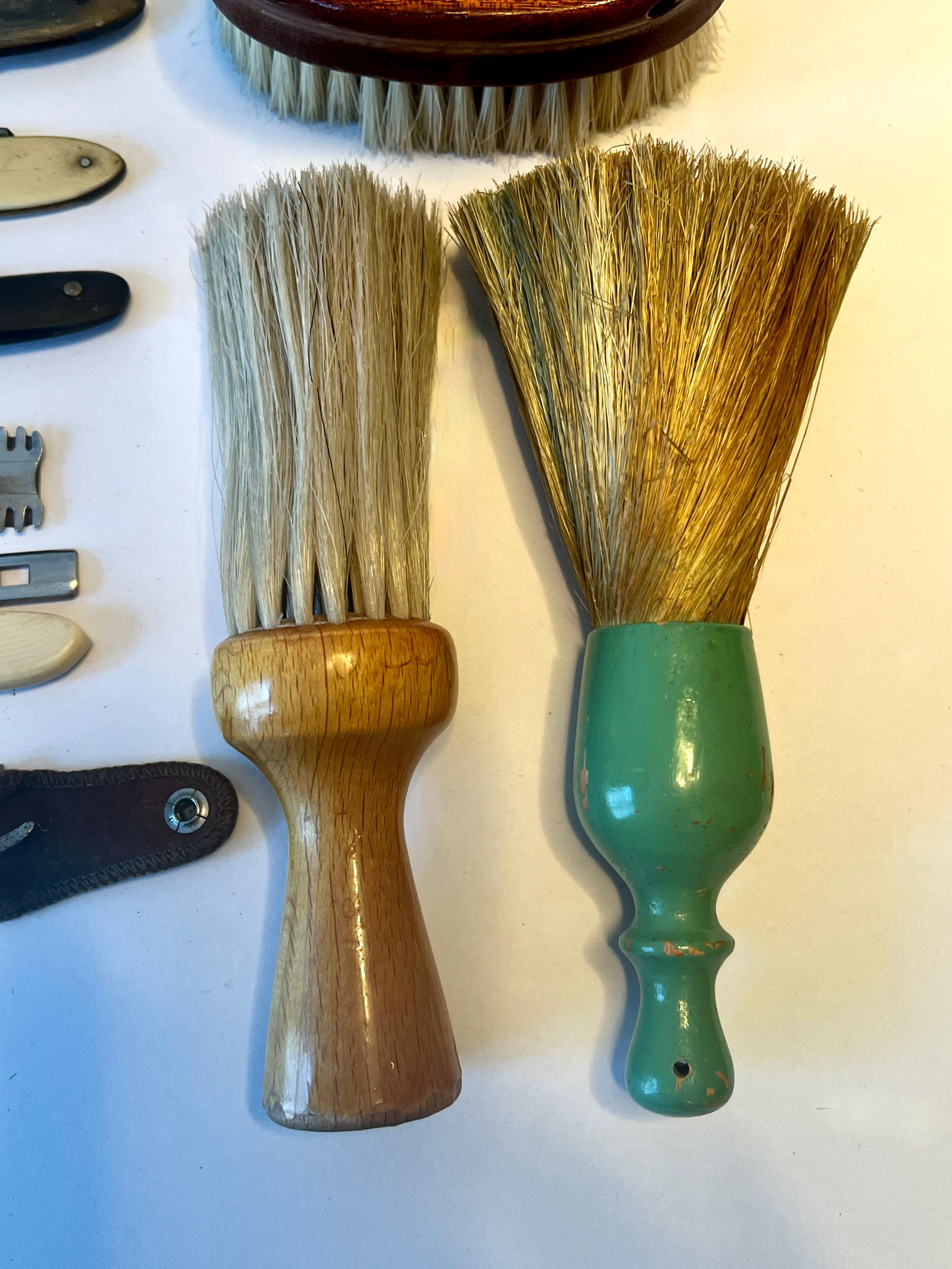 20th Century Collection of Shaving Razors Brushes and Clothing Brush For Sale