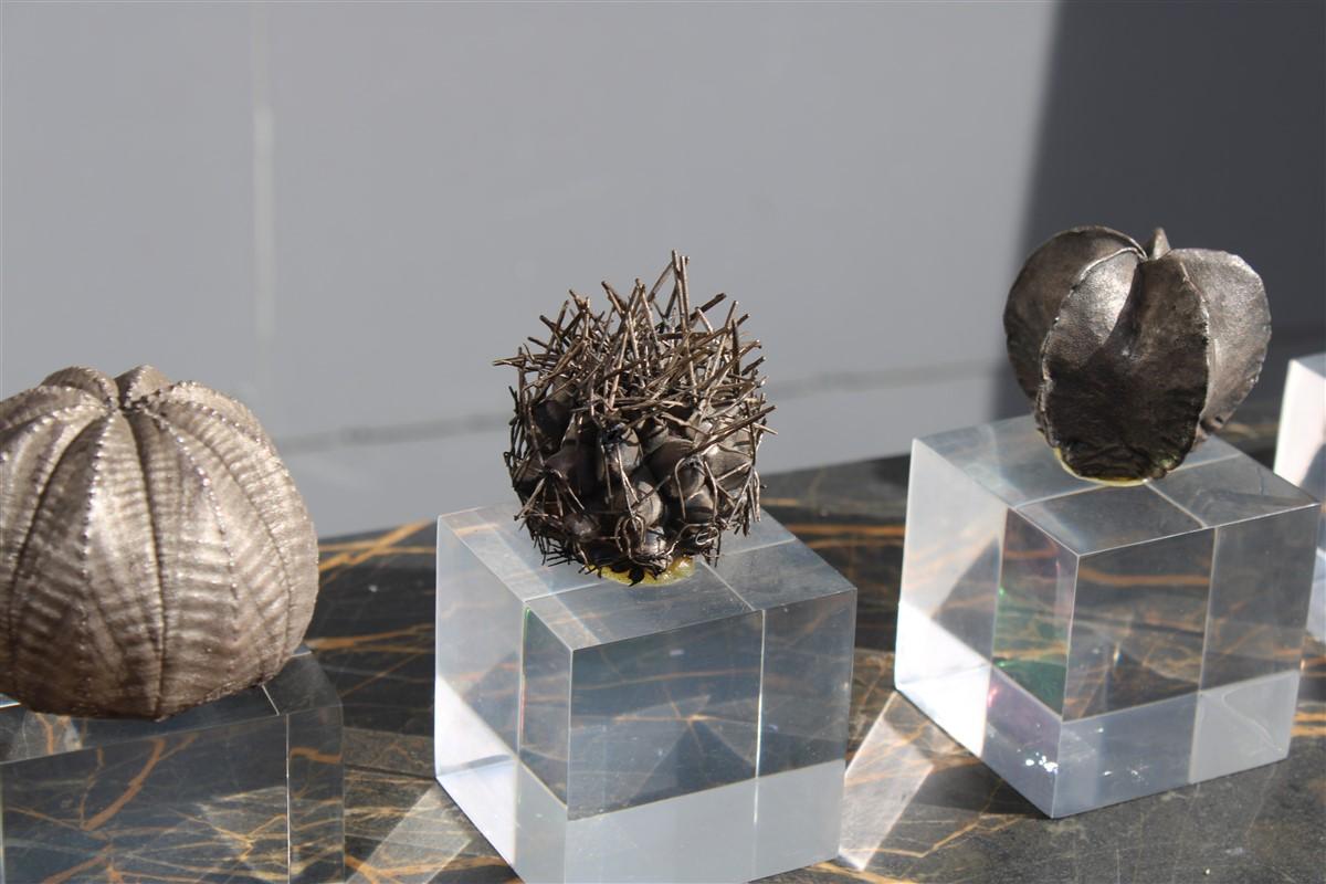 Italiano Collezione di Cactus in argento e cubi in lucite Design italiano, anni '70 in vendita