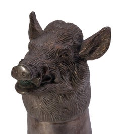 Collection of Silver Plated Liqueur Cups in Decorated in Wild Boar Deer Head