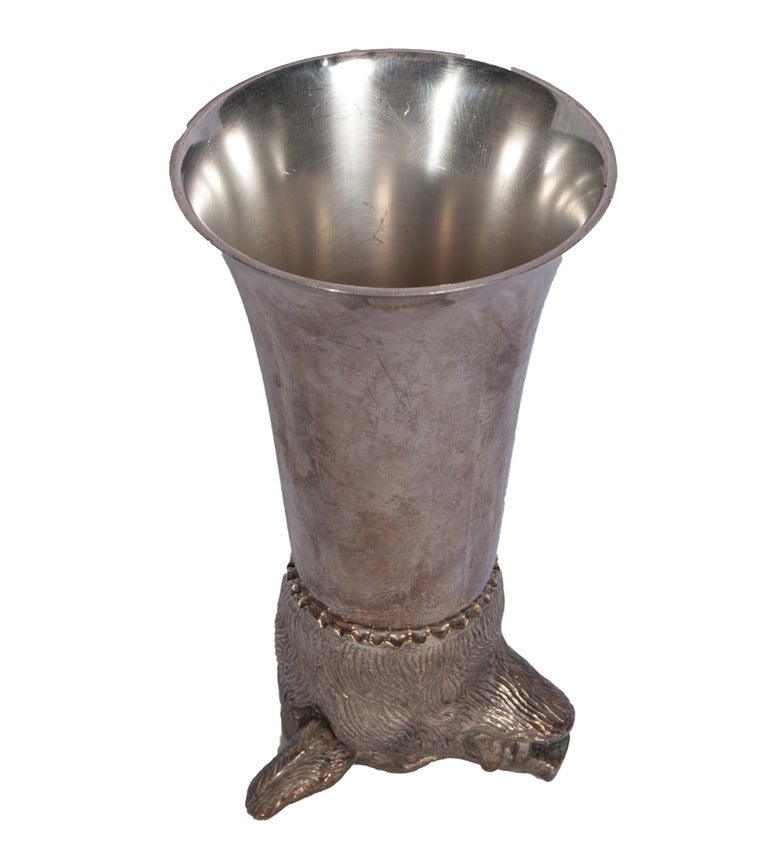 Medieval Collection of Silver Plated Liqueur Cups in Decorated in Wild Boar Deer Head For Sale