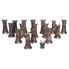 Collection of Silver Plated Liqueur Cups in Decorated in Wild Boar Deer Head
