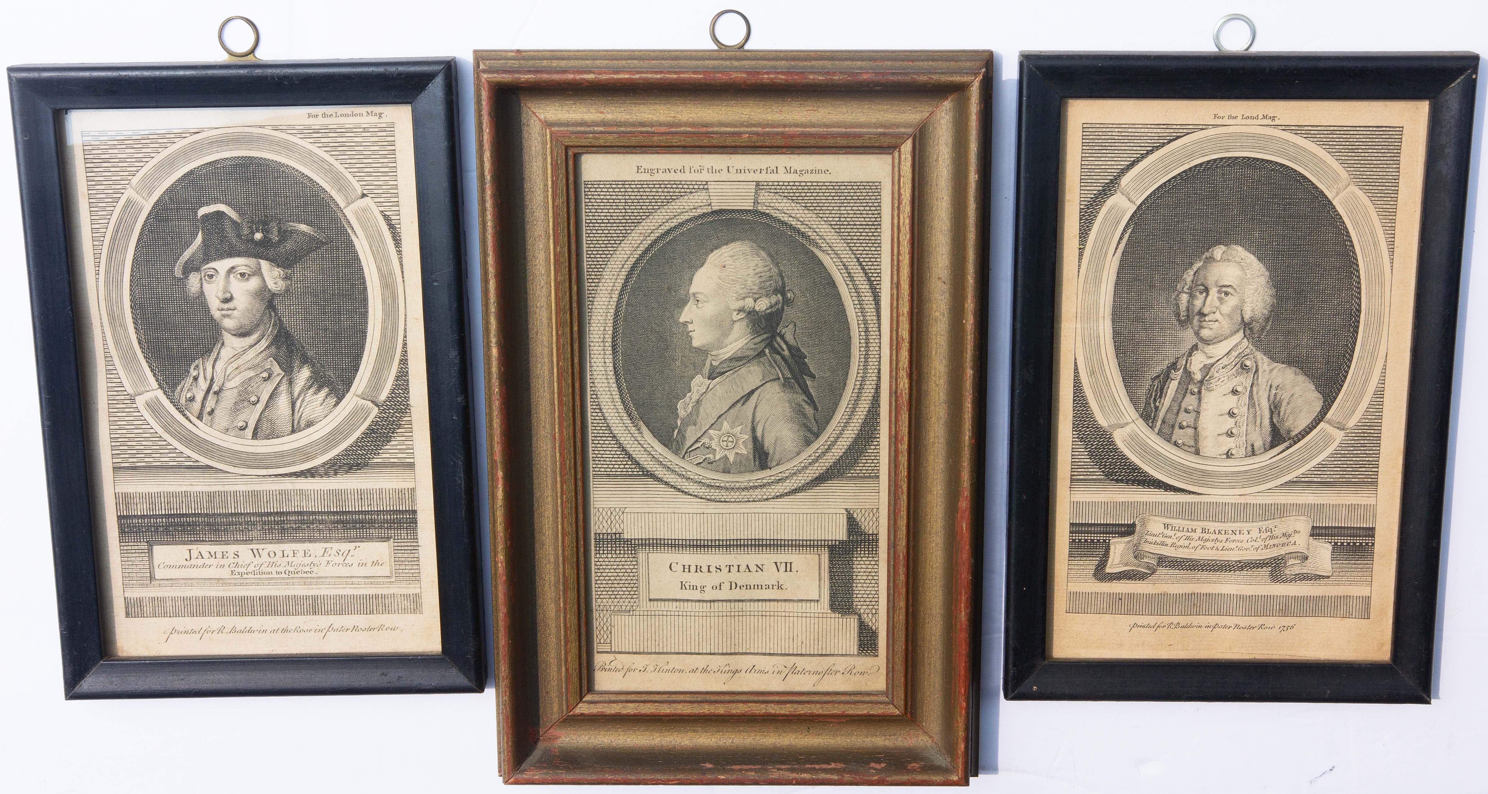 Collection of Six 18th Century Mezzotint Portraits of European Nobility In Good Condition In Rochester, NY