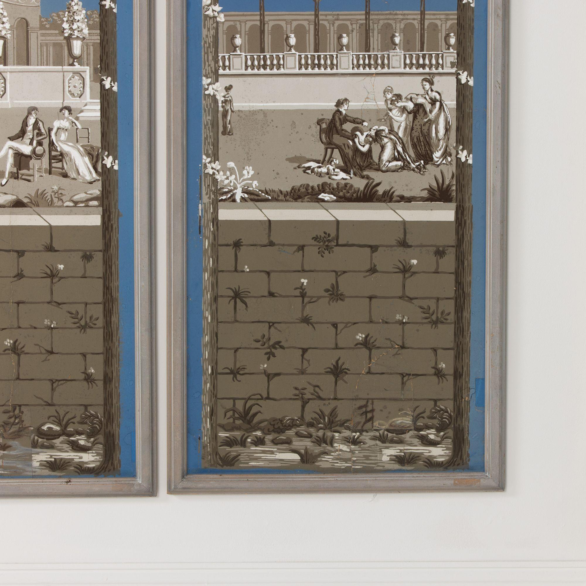 Sammlung von sechs Exemplaren aus dem 19. French Directoire Gerahmte Panorama-Tapeten-Paneele im Angebot 5