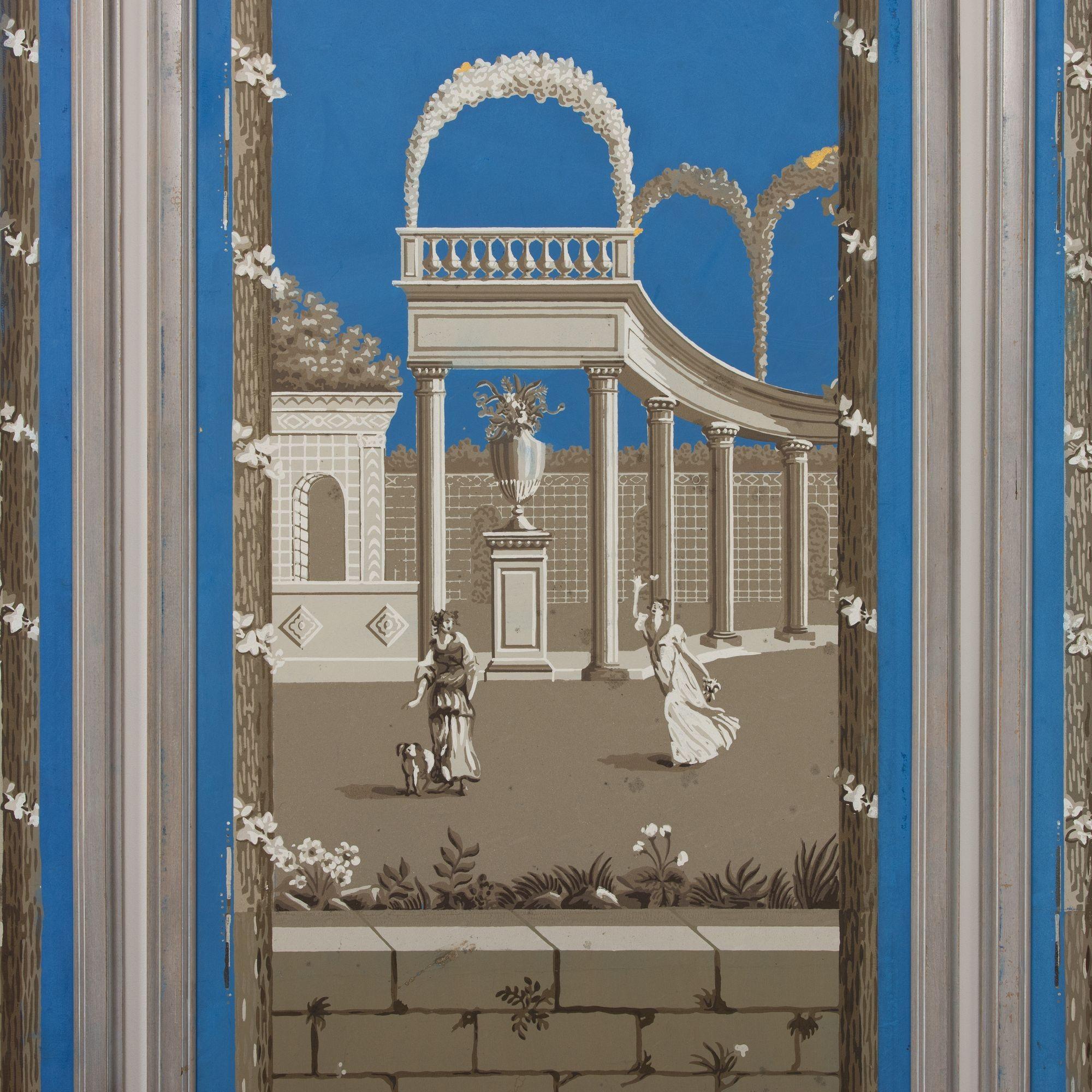 Sammlung von sechs Exemplaren aus dem 19. French Directoire Gerahmte Panorama-Tapeten-Paneele (Handbemalt) im Angebot