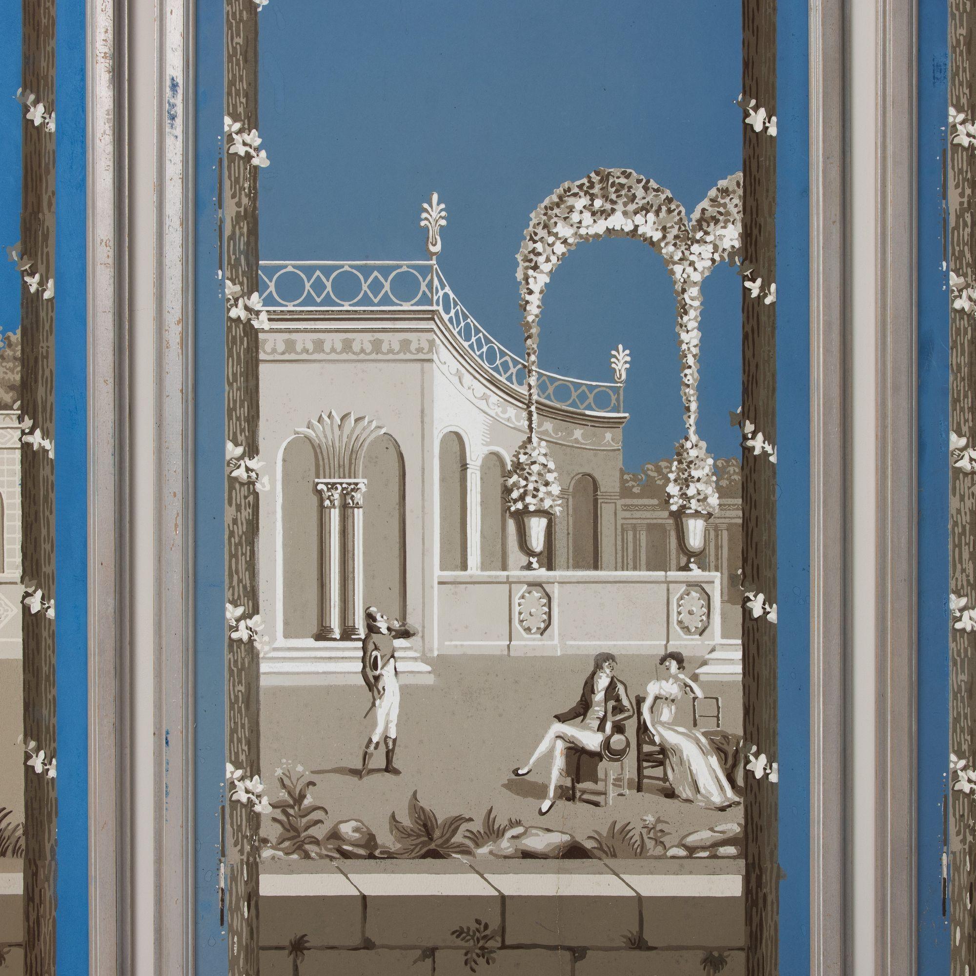 Sammlung von sechs Exemplaren aus dem 19. French Directoire Gerahmte Panorama-Tapeten-Paneele (19. Jahrhundert) im Angebot