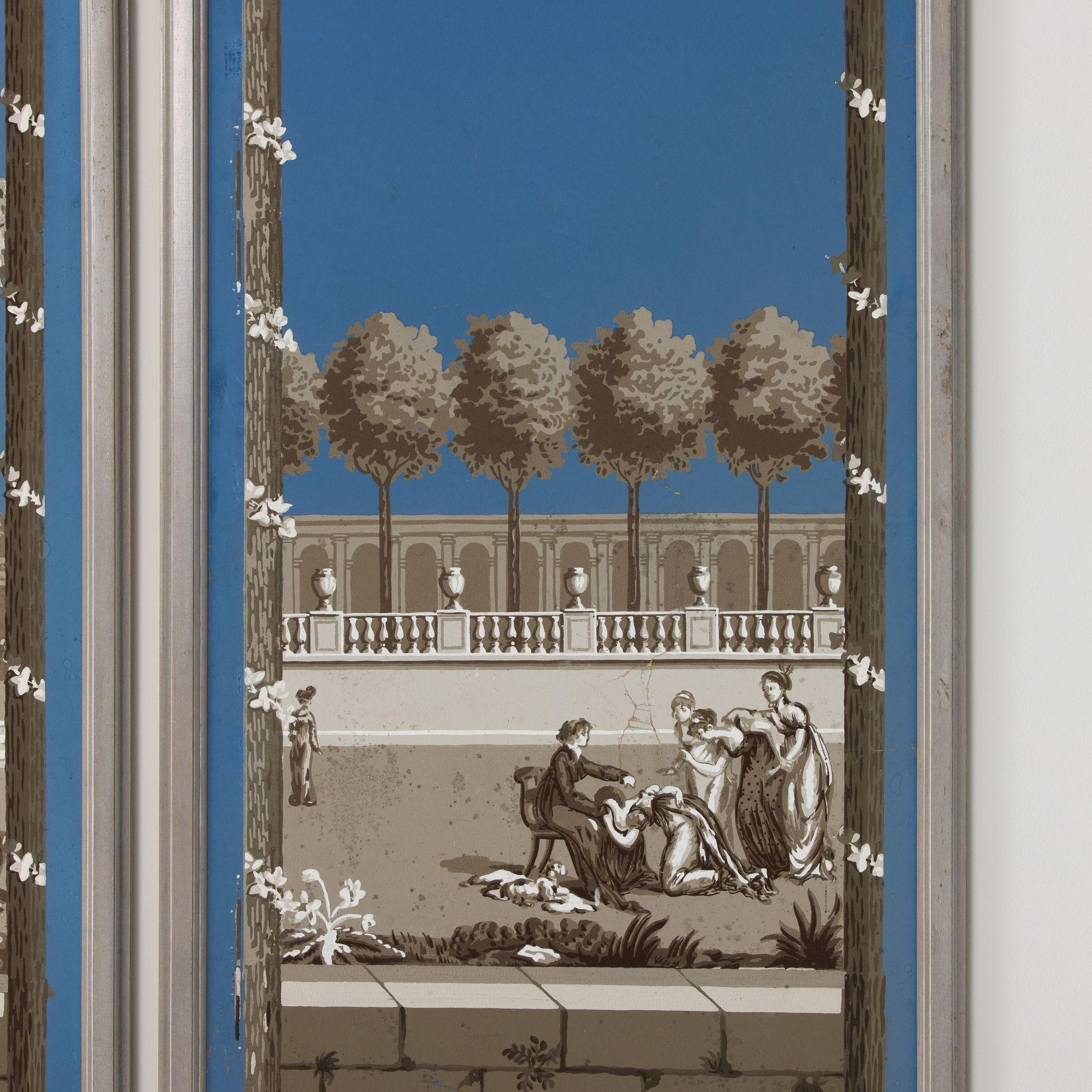 Sammlung von sechs Exemplaren aus dem 19. French Directoire Gerahmte Panorama-Tapeten-Paneele (Holz) im Angebot