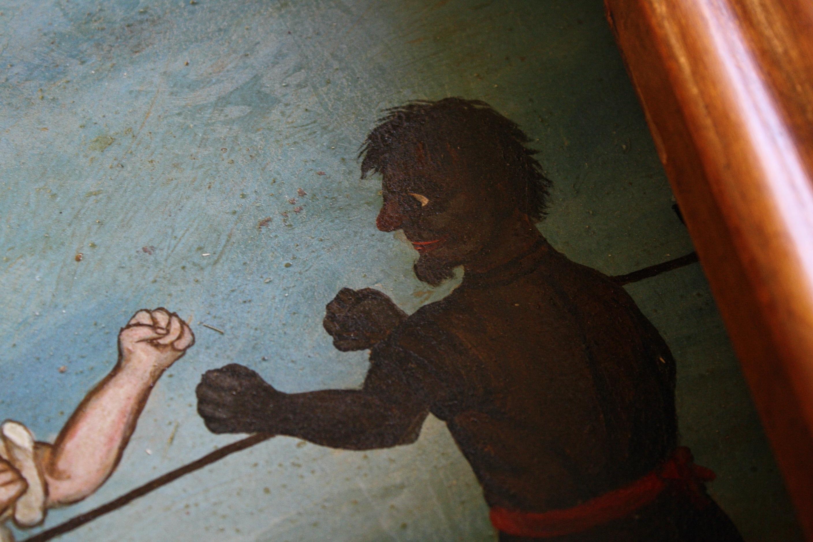 The Collective of Six 19th Century Folk Art Oil on Board Boxing Fighting Scenes (Collection de six scènes de combat de boxe) Bon état - En vente à Lowestoft, GB