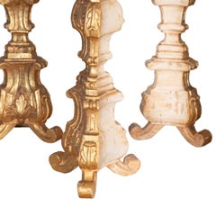Antiguos Candeleros Italianos, Juego de Seis, Madera Tallada, Dorados, 1880