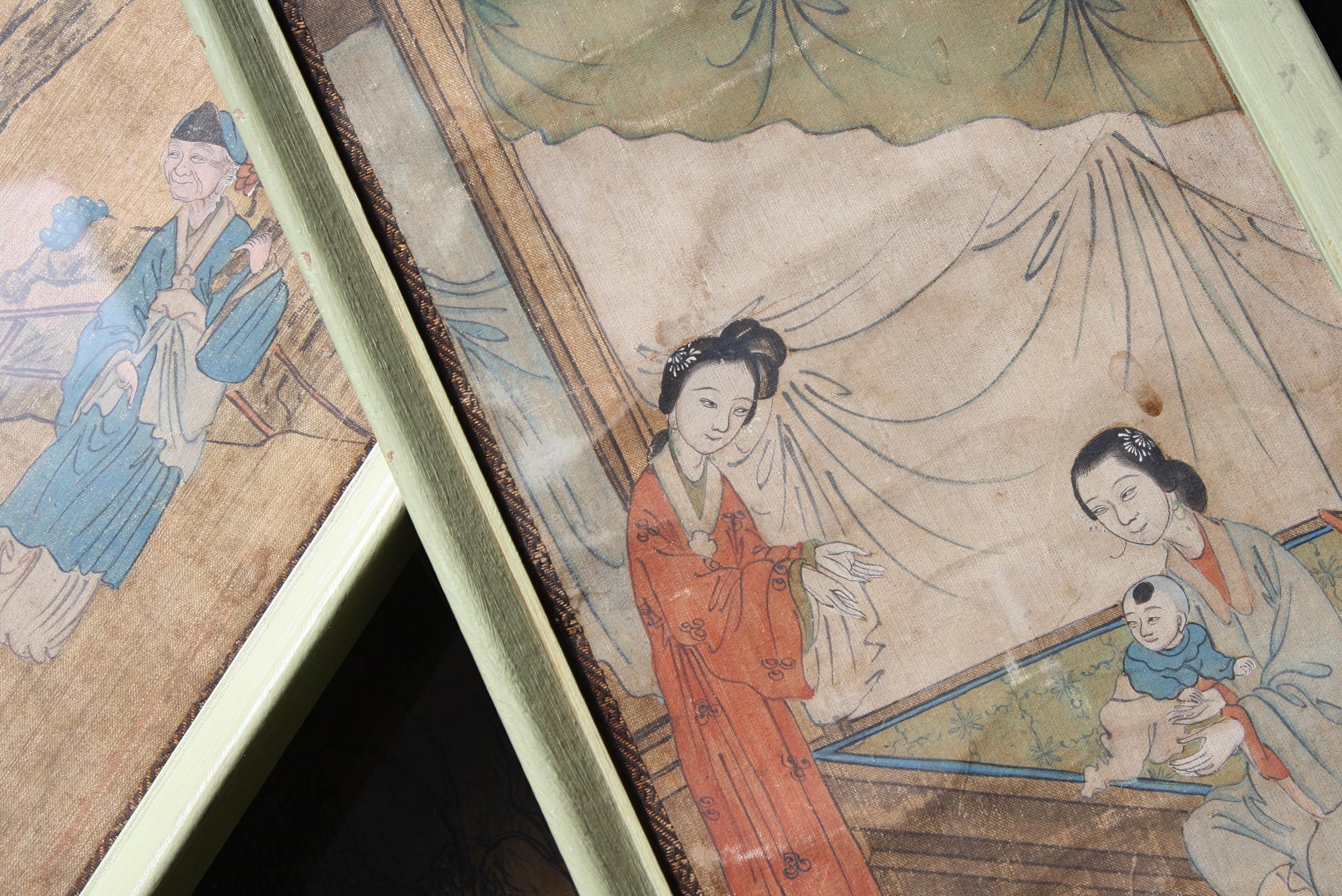 Collection of Six 19th Century Watercolour on Rice Paper Oriental Scenes For Sale 6