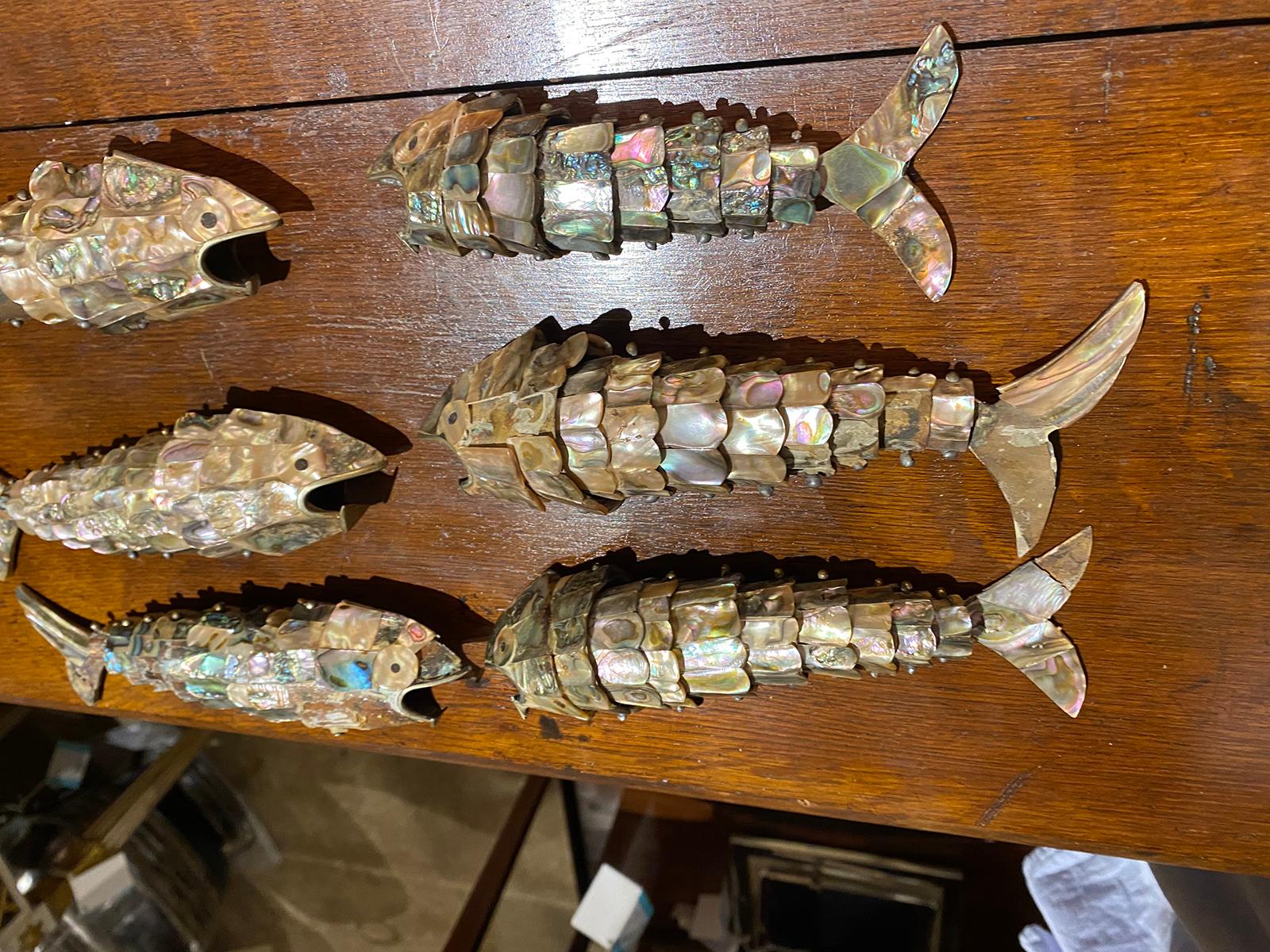 Collection of Six 20th Century Mexican Abalone & Reticulated Fish For Sale 5