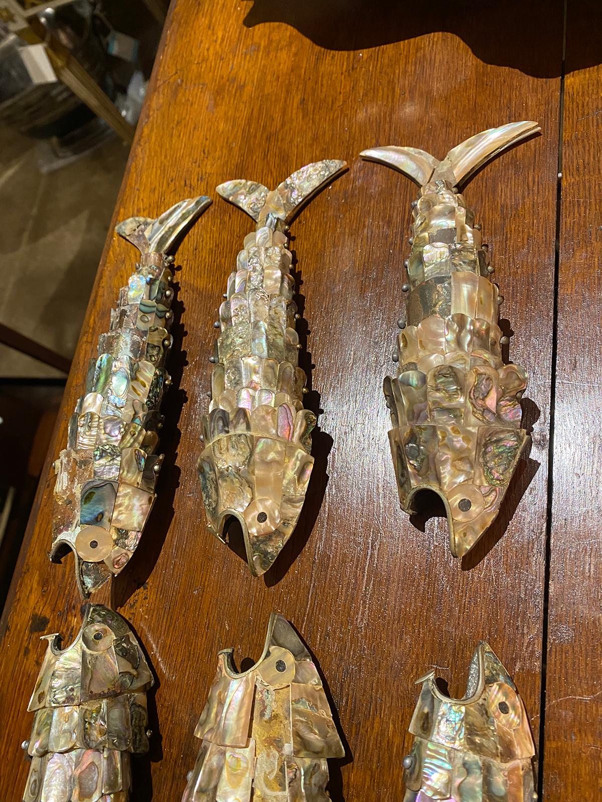 Collection of Six 20th Century Mexican Abalone & Reticulated Fish For Sale 6