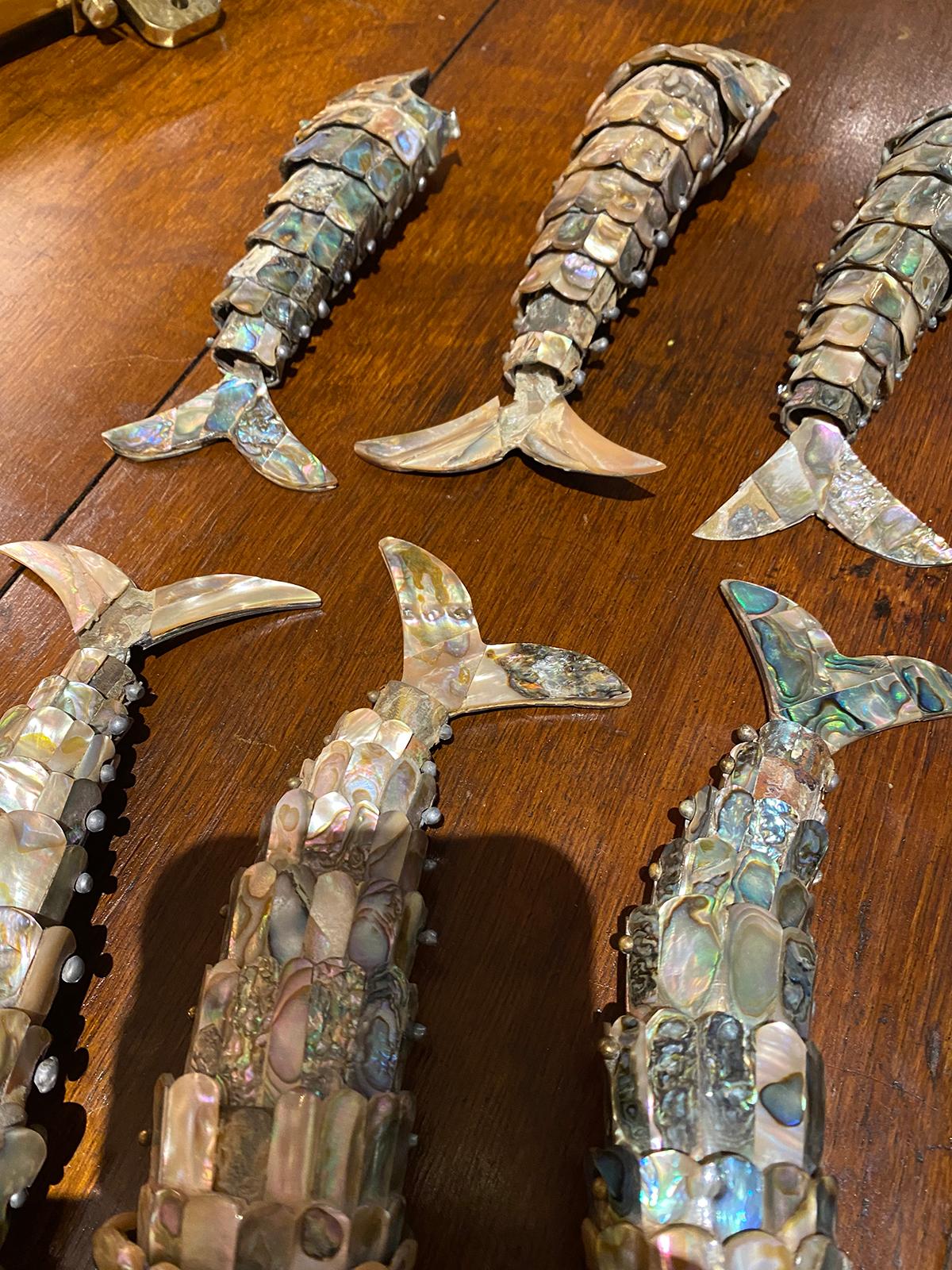 Collection of Six 20th Century Mexican Abalone & Reticulated Fish For Sale 1