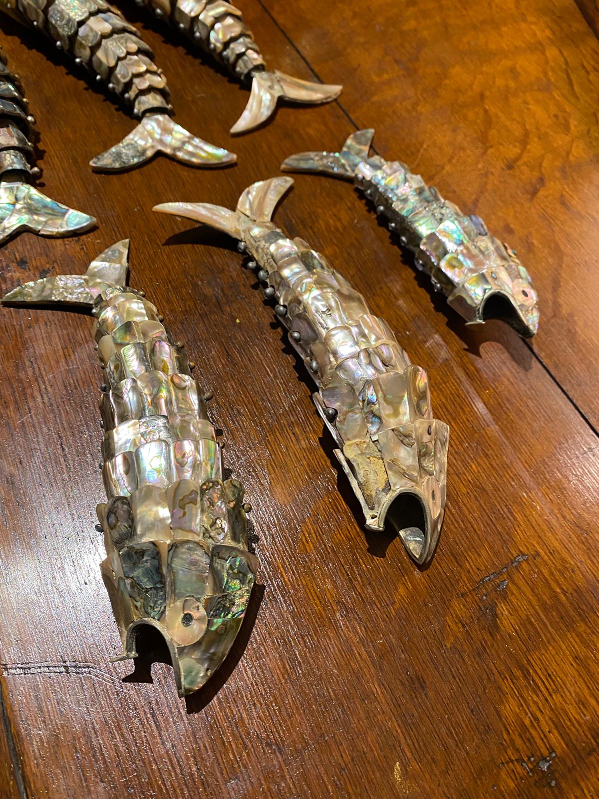 Collection of Six 20th Century Mexican Abalone & Reticulated Fish For Sale 2