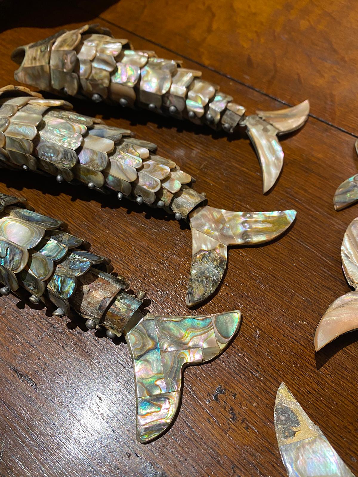 Collection of Six 20th Century Mexican Abalone & Reticulated Fish For Sale 3