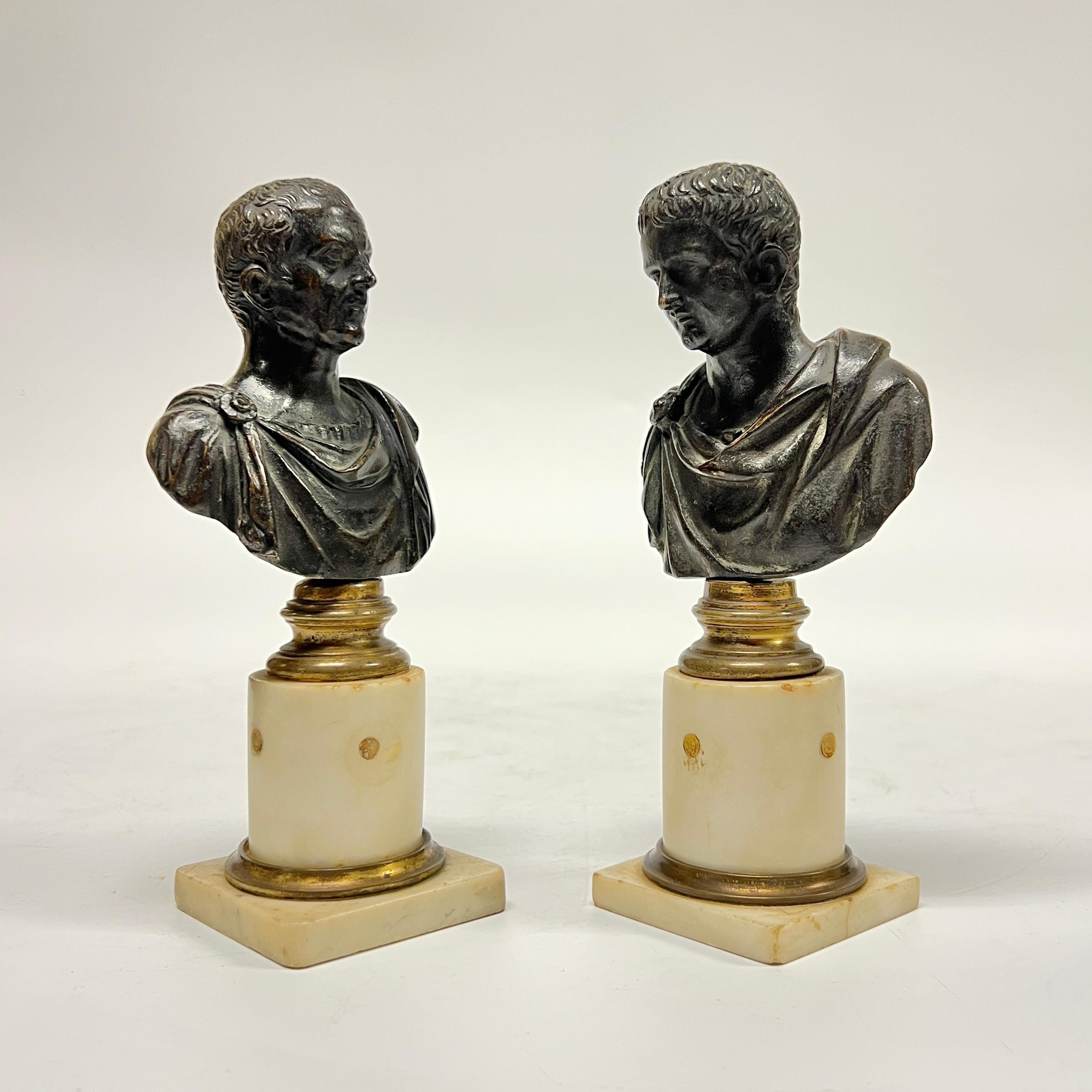 Collection'S di sei (6) busti di bronzo in marmo del Grand Tour di Imperatori Romani in vendita 4