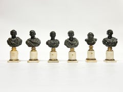 Collection of Six (6) Grand Tour Bronze Marble Busts of Roman Emperors