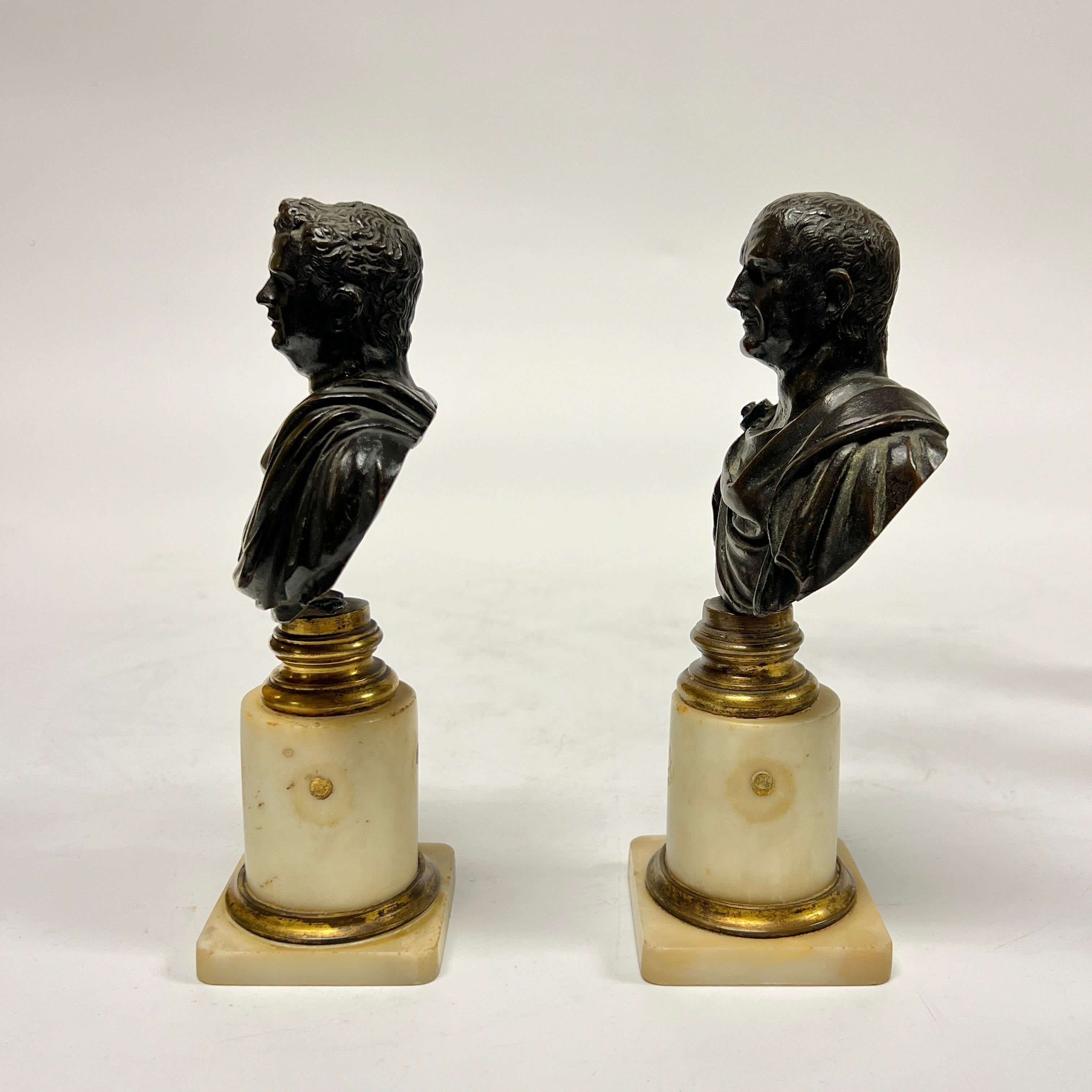 Bronzo Collection'S di sei (6) busti di bronzo in marmo del Grand Tour di Imperatori Romani in vendita