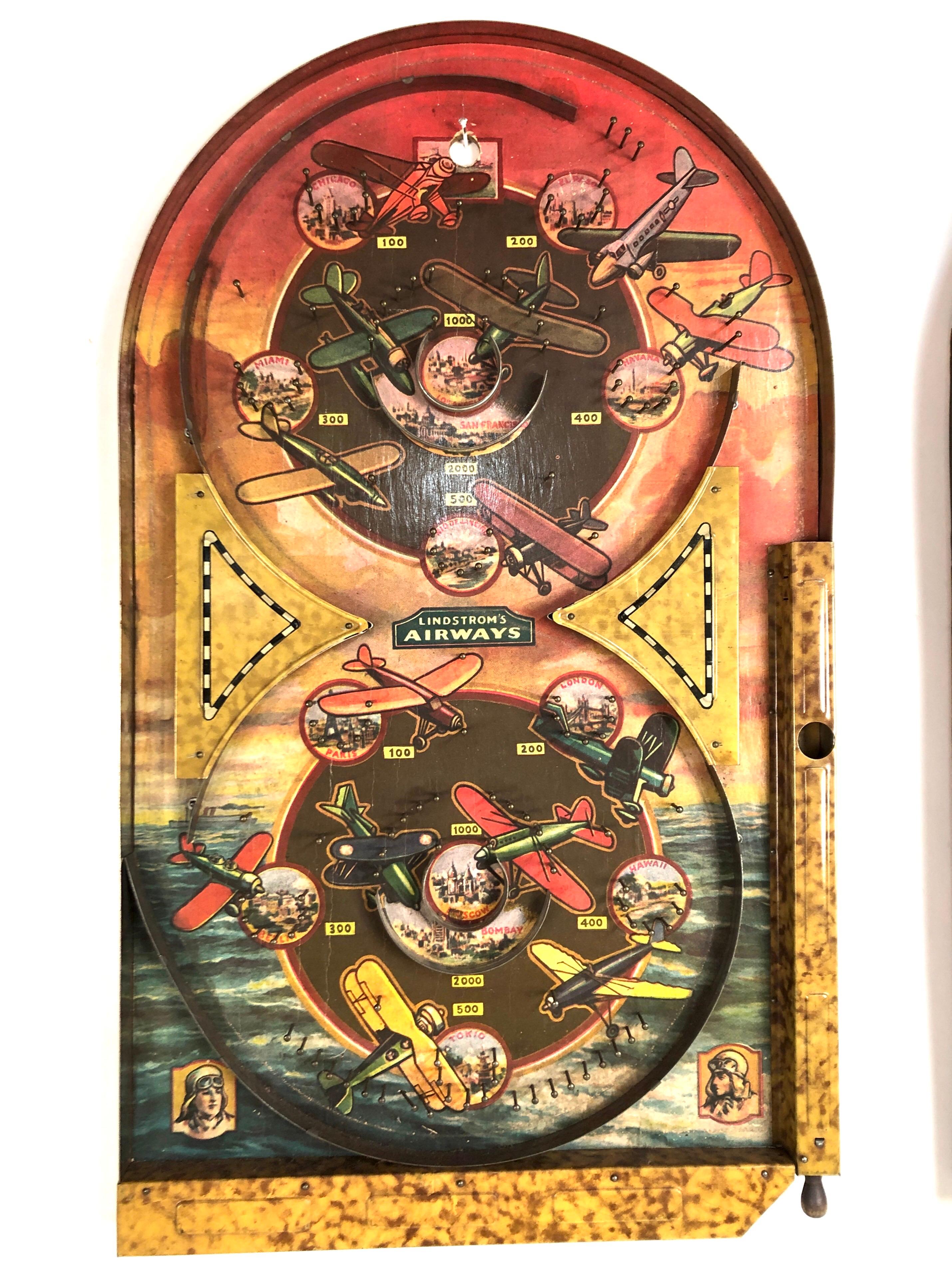 Art Deco Collection of Six Antique Table Top Pinball Games, circa 1920s-1940s