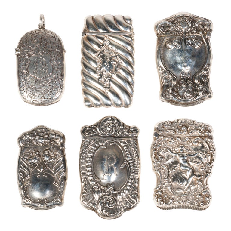 Collection of Six Art Nouveau Sterling Match Safes For Sale at 1stdibs