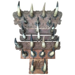 Collection of Six Artisanal Horn Coat Racks, Ideal for Decoration of Cabin