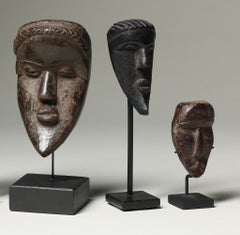 Collection of Six Dan and Bassa Passport Miniature Masks Ivory Coast Africa