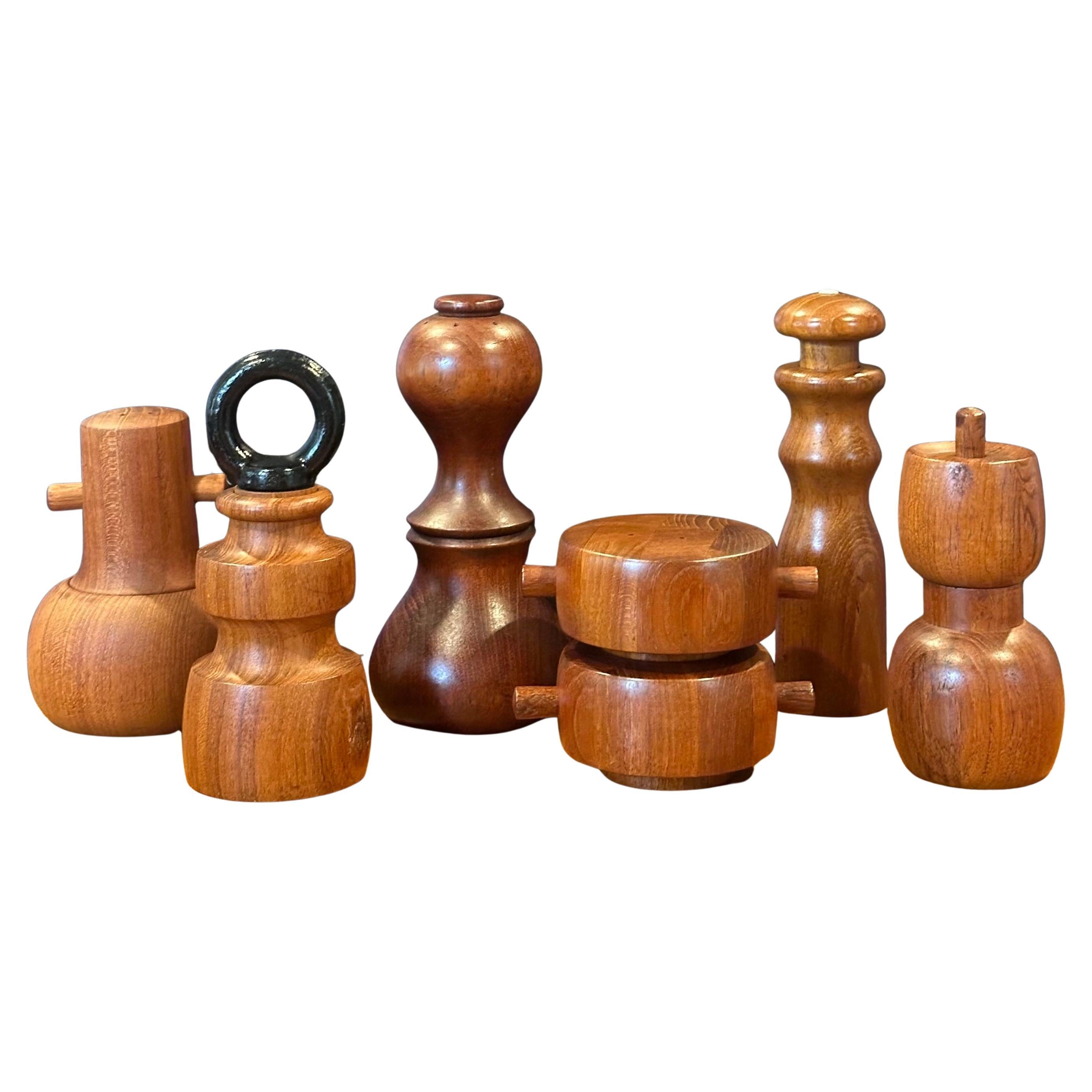 Collection of Six Danish Modern Teak Pepper Mills by Jens Quistgaard for Dansk