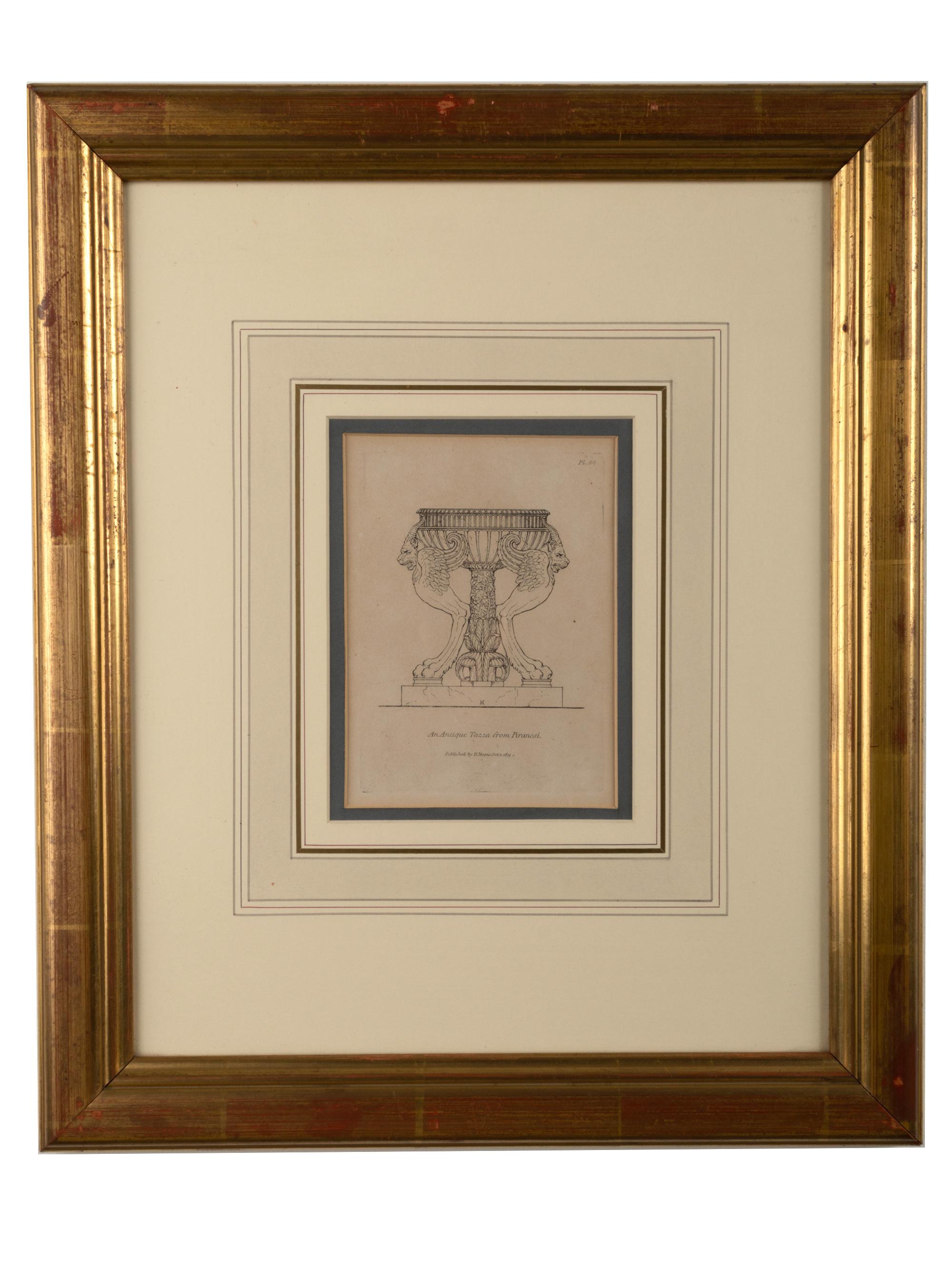 Paper Collection of Six Framed Antique 19th Century Henry Moses Engravings, circa 1811