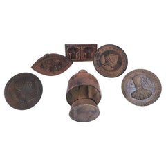 Collection of Six Hand Carved Butter Stamps