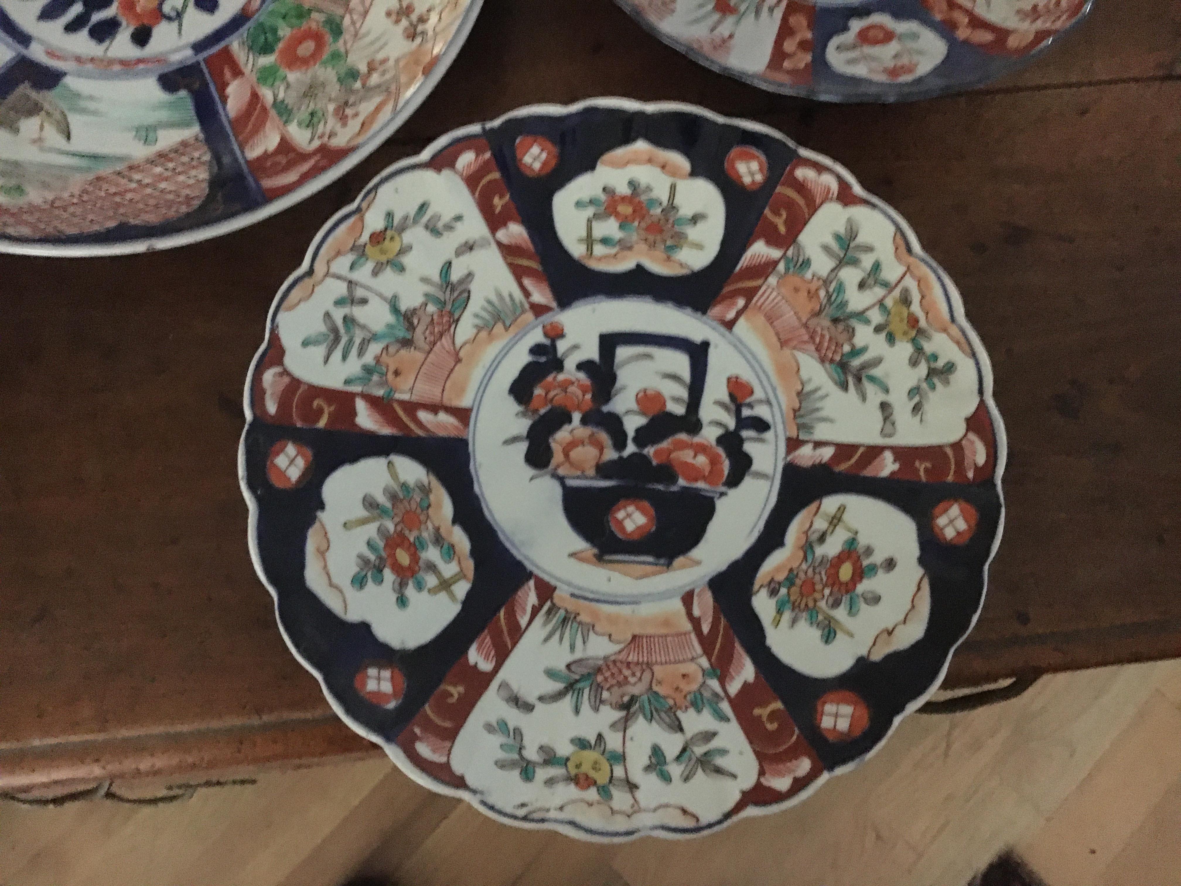 Asian Collection of Six Imari Chargers of Various Form and Size For Sale