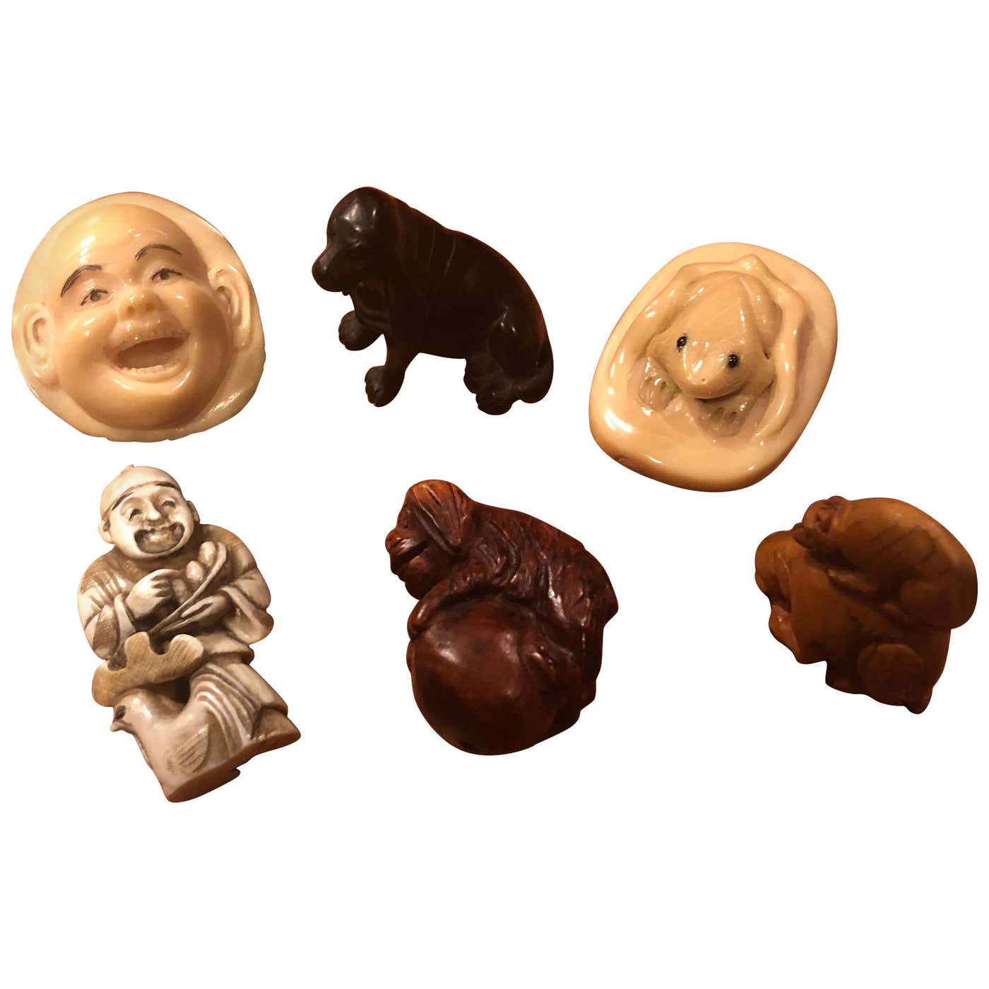 Collection of Six Japanese Netsukes For Sale at 1stDibs | netsukes ...