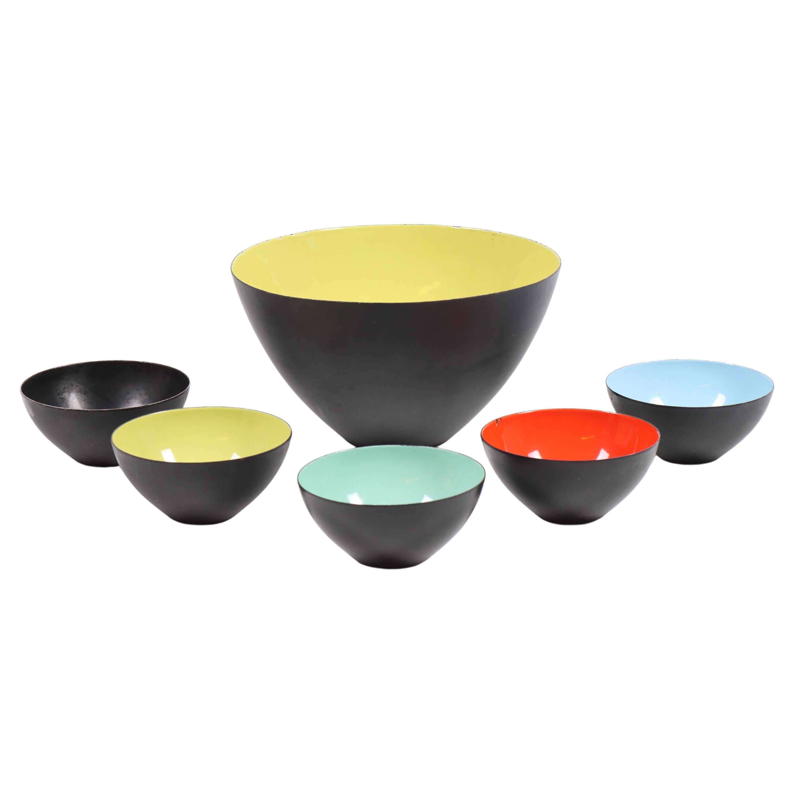 Collection of Six Krenit Bowls by Herbert Krenchel, Made in Denmark, 1950s For Sale