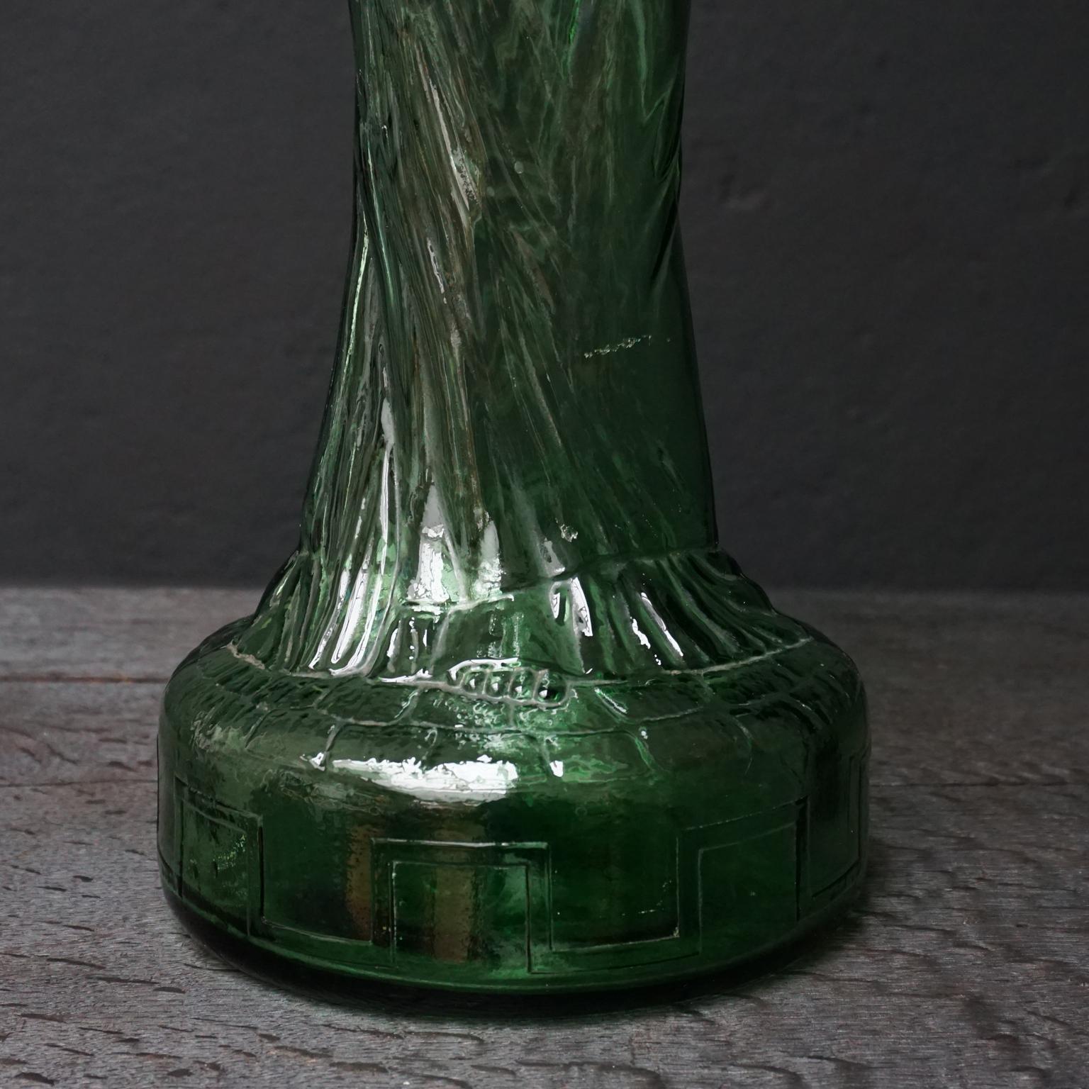 Collection of Six Large 1970s Green Glass Italian Chianti Bottles 1