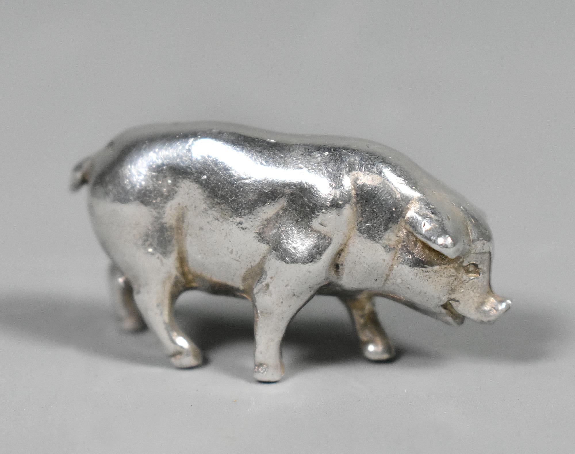 Collection of Six Miniature Silver Pigs & Wild Boar For Sale 6