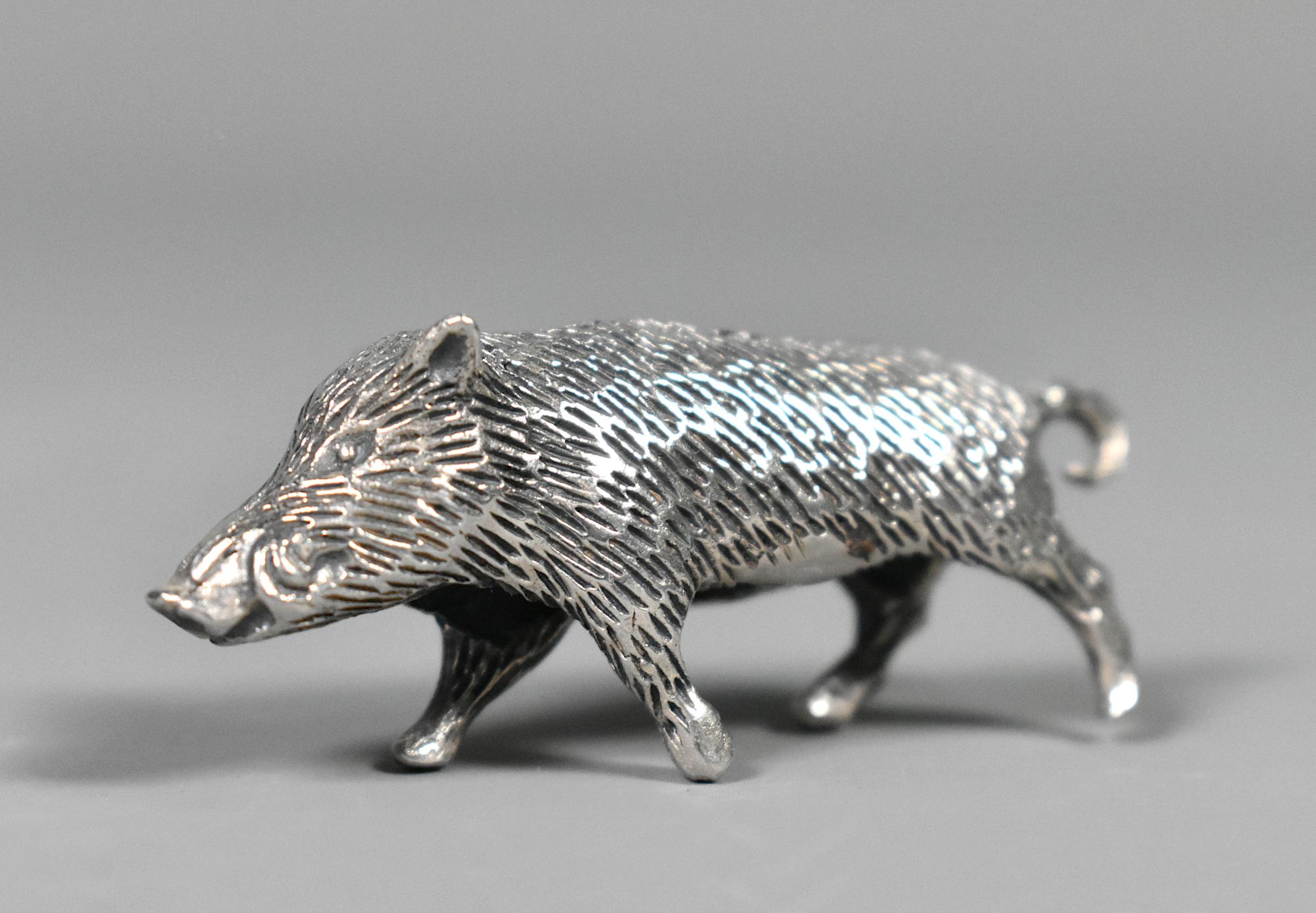 Collection of Six Miniature Silver Pigs & Wild Boar For Sale 7