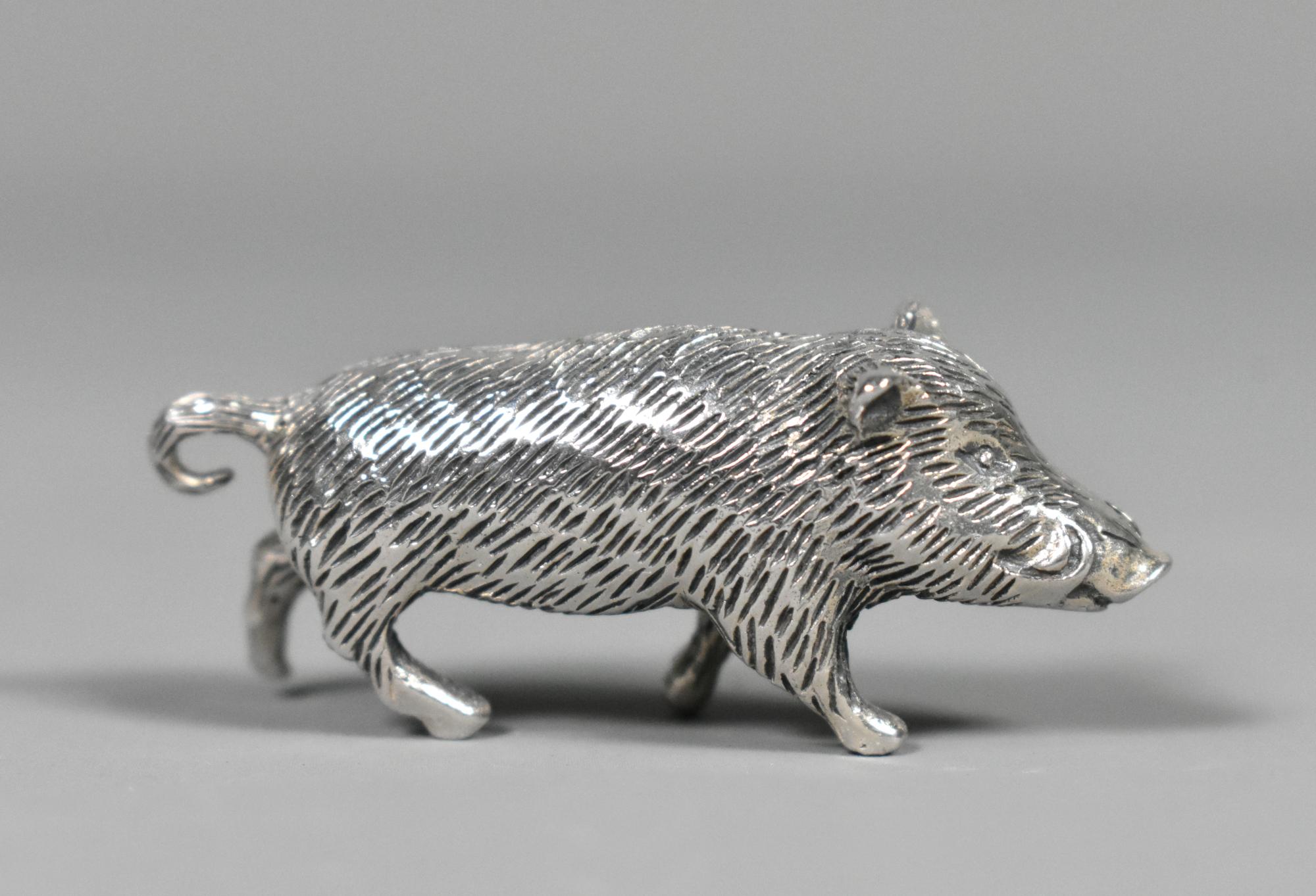 Collection of Six Miniature Silver Pigs & Wild Boar For Sale 8
