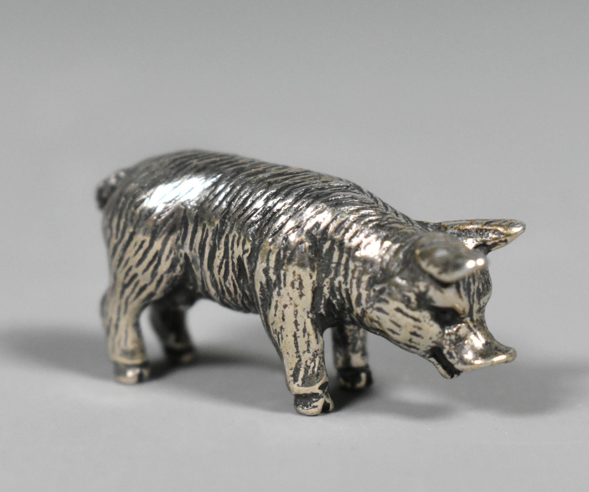 Collection of Six Miniature Silver Pigs & Wild Boar For Sale 9