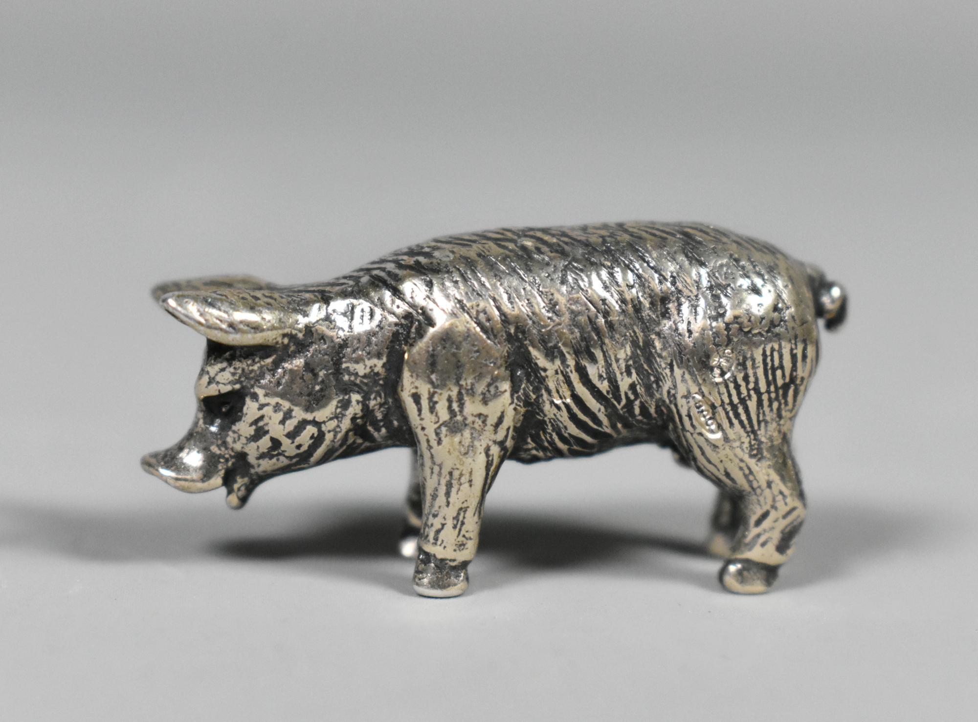 Collection of Six Miniature Silver Pigs & Wild Boar For Sale 10