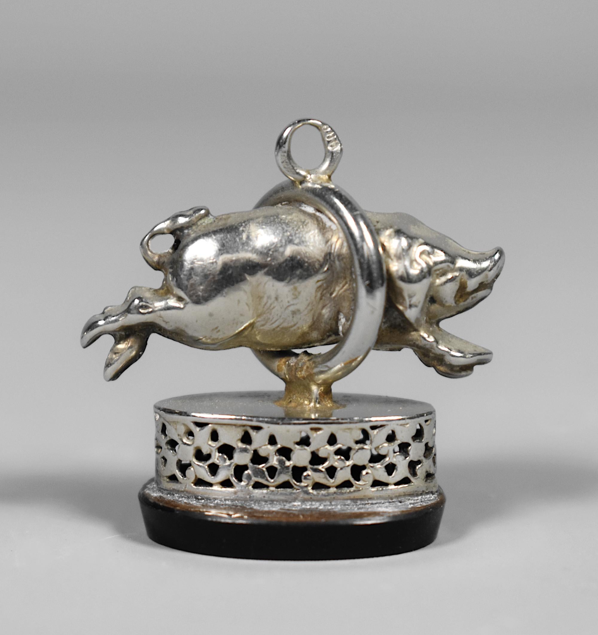 Collection of Six Miniature Silver Pigs & Wild Boar In Good Condition For Sale In SAINTE-COLOMBE, FR